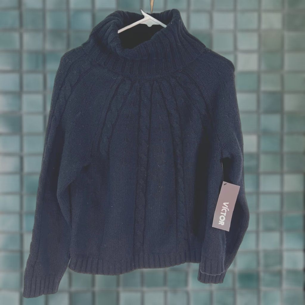 Vintage VINTAGE Victor Alfaro Lambs Wool Cable Knit Sweater Women's L Adult Black Bohemian Classic 90s Girls Mens? Size L / US 10 / IT 46 - 1 Thumbnail