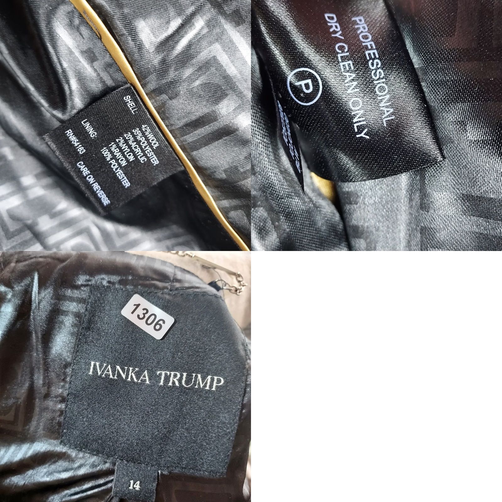 Vintage Ivanka Trump Coat Women Wool Blend Black Cream Plaid Zip Front Lined 14 Wool Size XL / US 12-14 / IT 48-50 - 8 Thumbnail