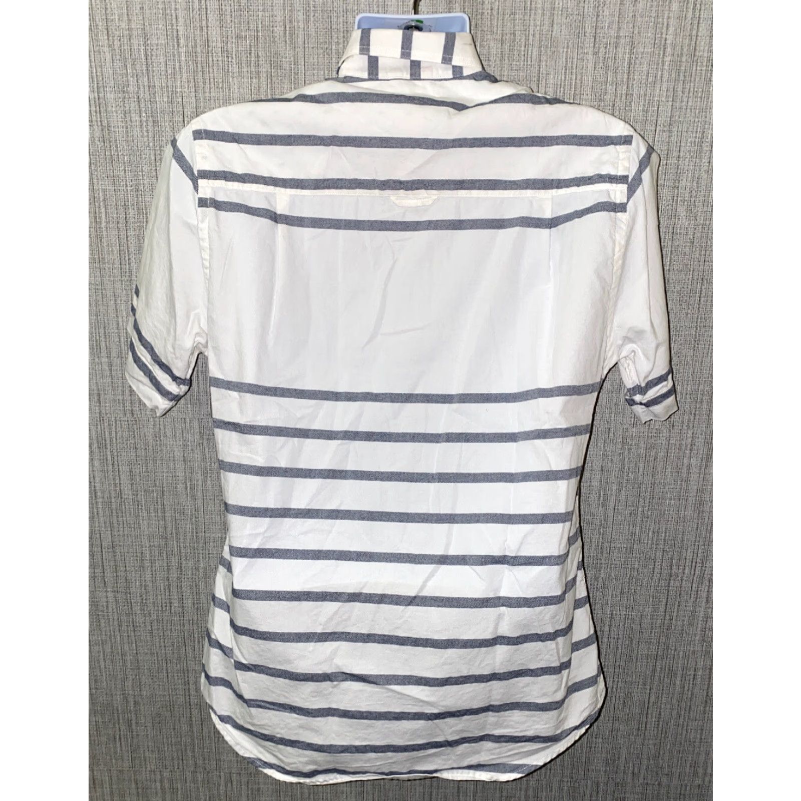 Vintage Moods Of Norway Shirt Mens White/Gray Striped Short Sleeve Button-Up Size M Size US M / EU 48-50 / 2 - 5 Thumbnail