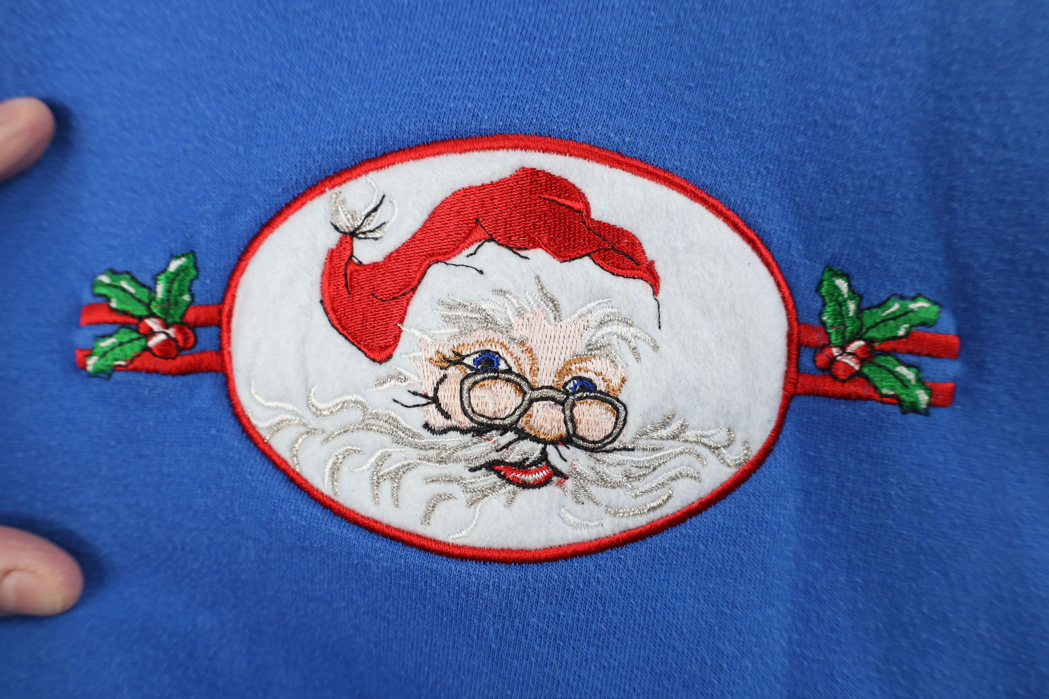Vintage Vintage 90s Christmas Santa Claus Layered Sweatshirt Blue Size L / US 10 / IT 46 - 4 Thumbnail