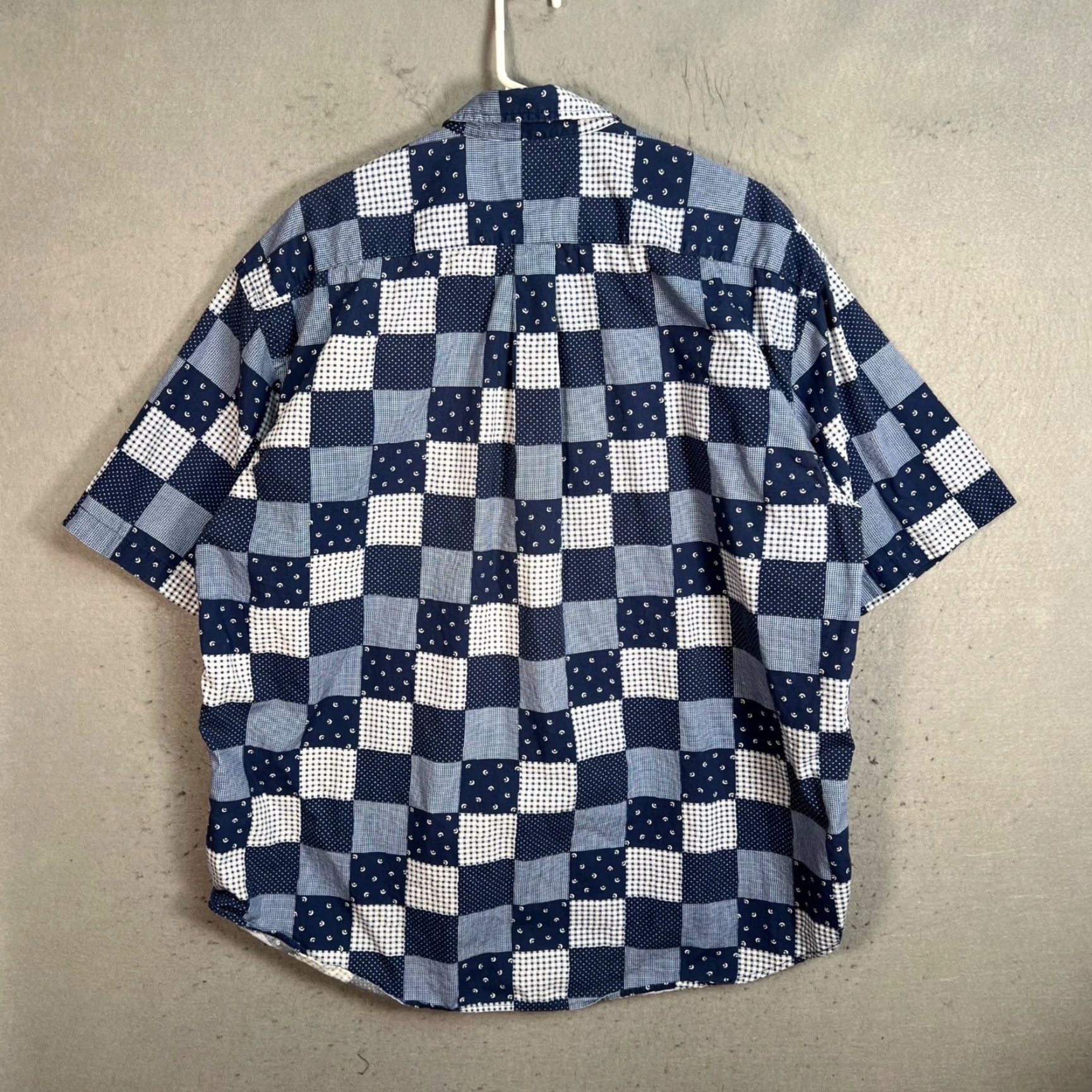 Dockers DOCKERS Mens Large Blue Patchwork Short Sleeve Button-Down Shirt 100% Cotton Size US L / EU 52-54 / 3 - 2 Thumbnail