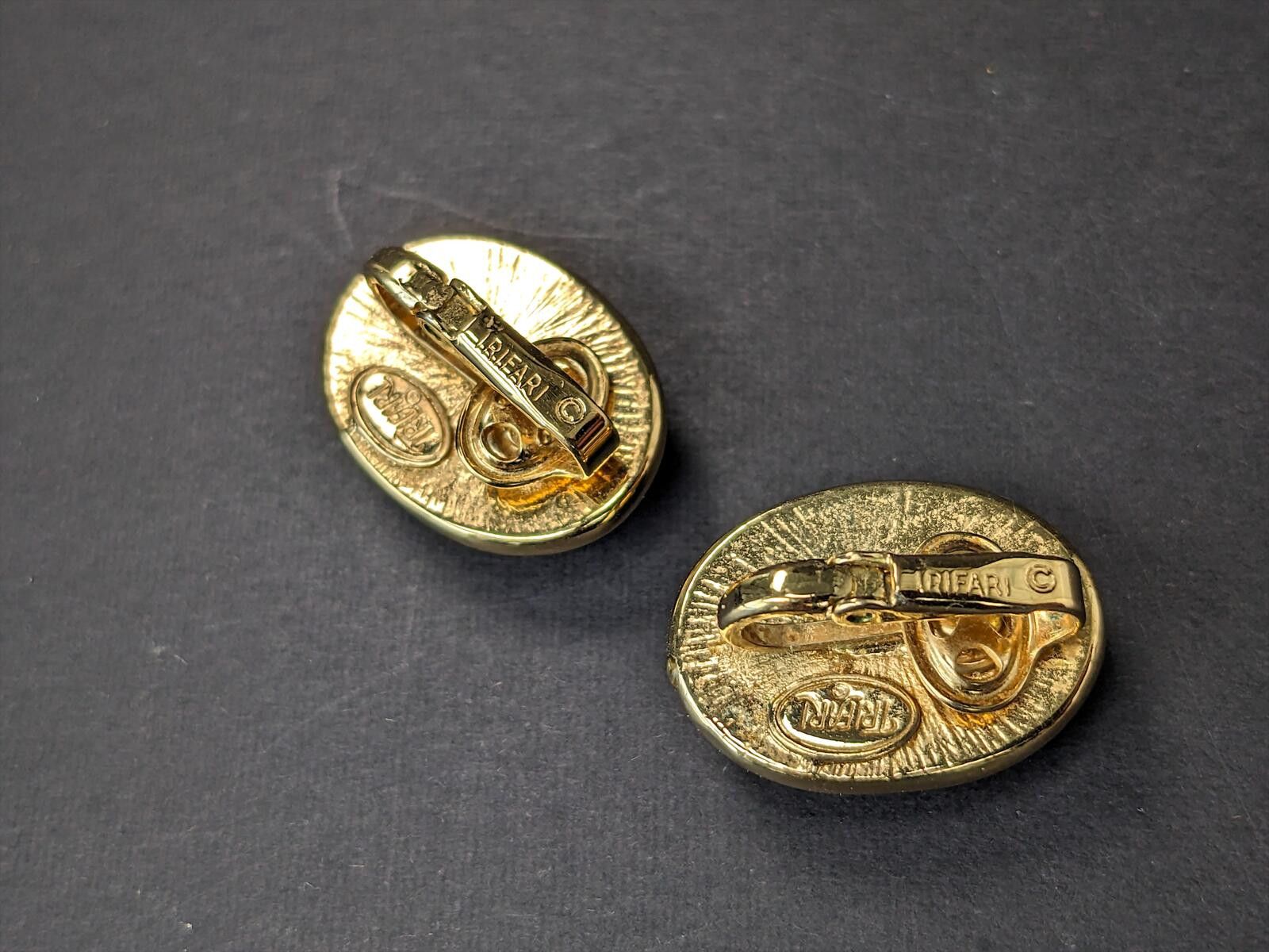 Other Trifari Women Clip-On Earrings 1960s USA Blue Golden Oval Size ONE SIZE - 3 Thumbnail