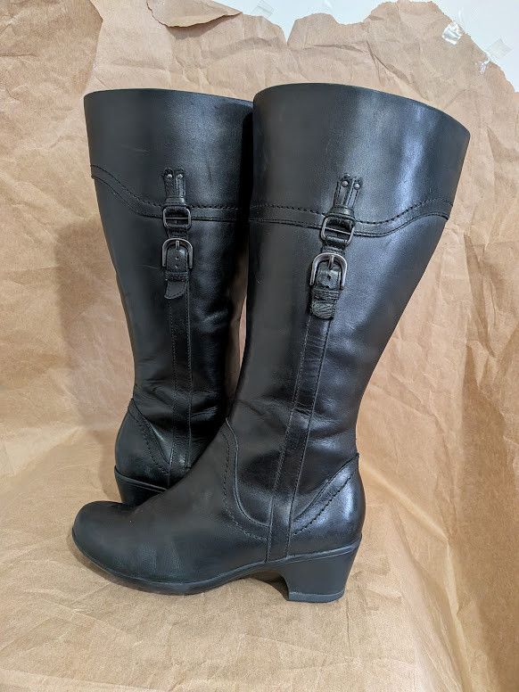 Clarks Ingalls Vicky knee high tall blk boots sz 7.5 Wide calf Size US 7.5 / IT 37.5 - 5 Thumbnail