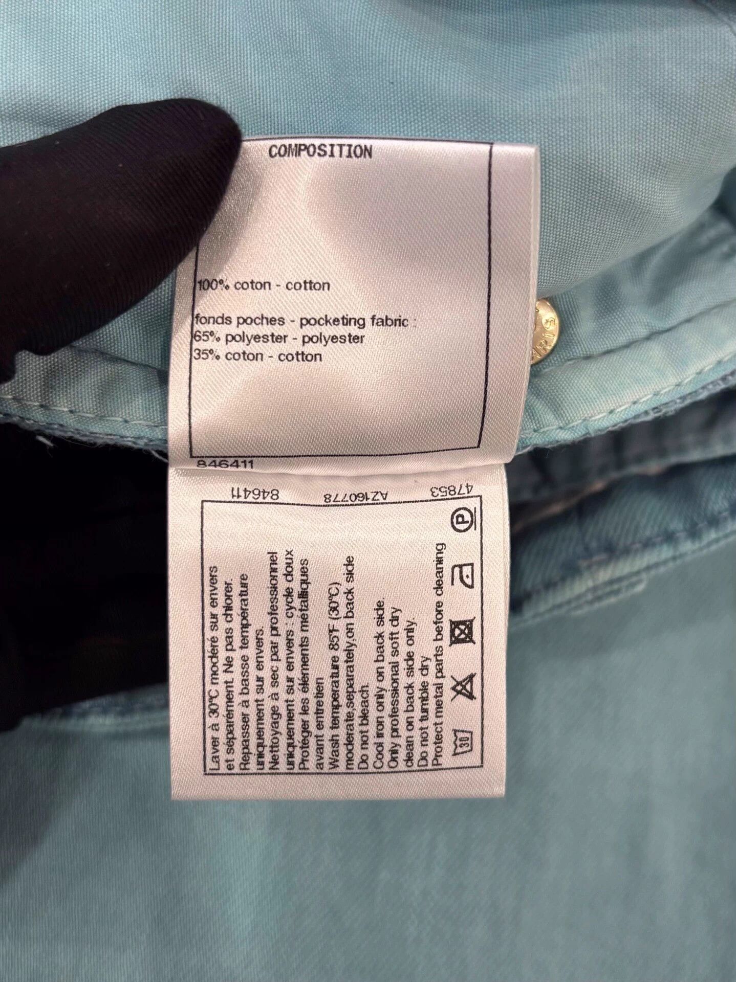 Chanel Chanel Gold CC Star Btn Lake Blue Women's Jeans 38 Size 27" / US 4 / IT 40 - 7 Thumbnail