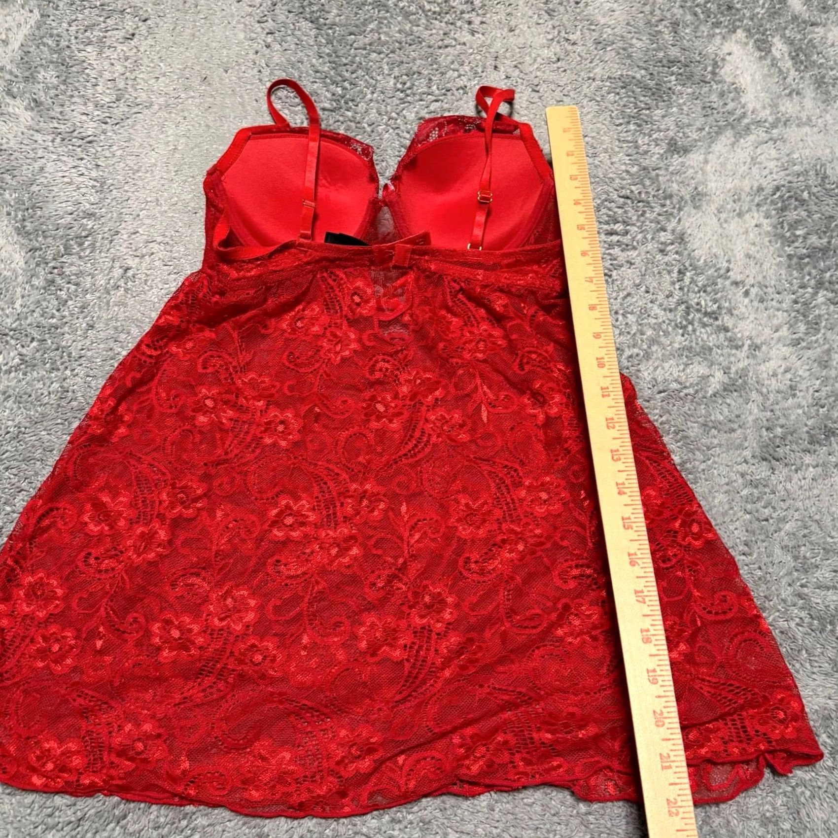 Vintage Daisy Fuentes One Piece Womens L Red Lace Cami Lingerie Bra Size ONE SIZE - 3 Thumbnail