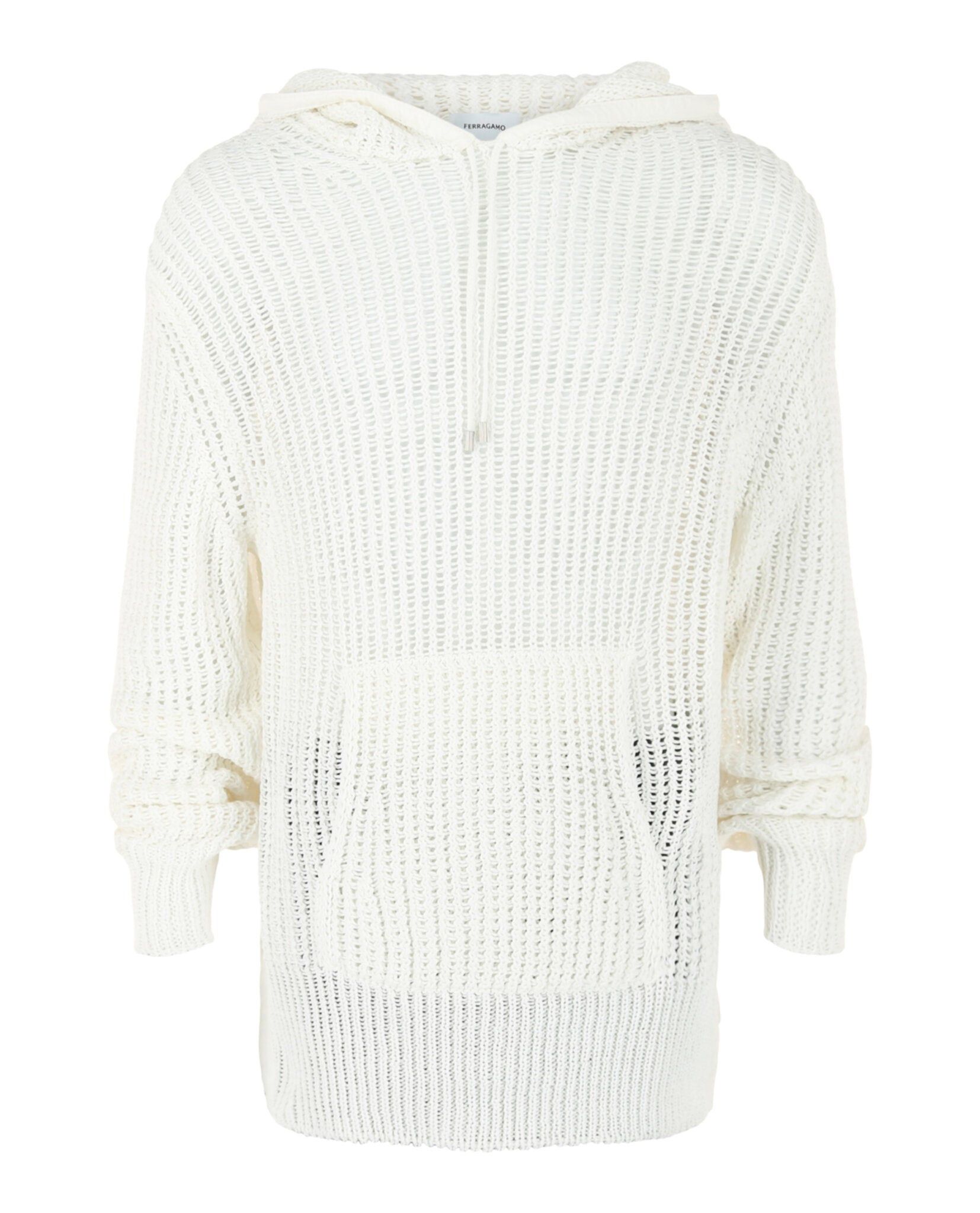 Crochet Drop-Sleeve Hoodie in White, Men's (Size M)