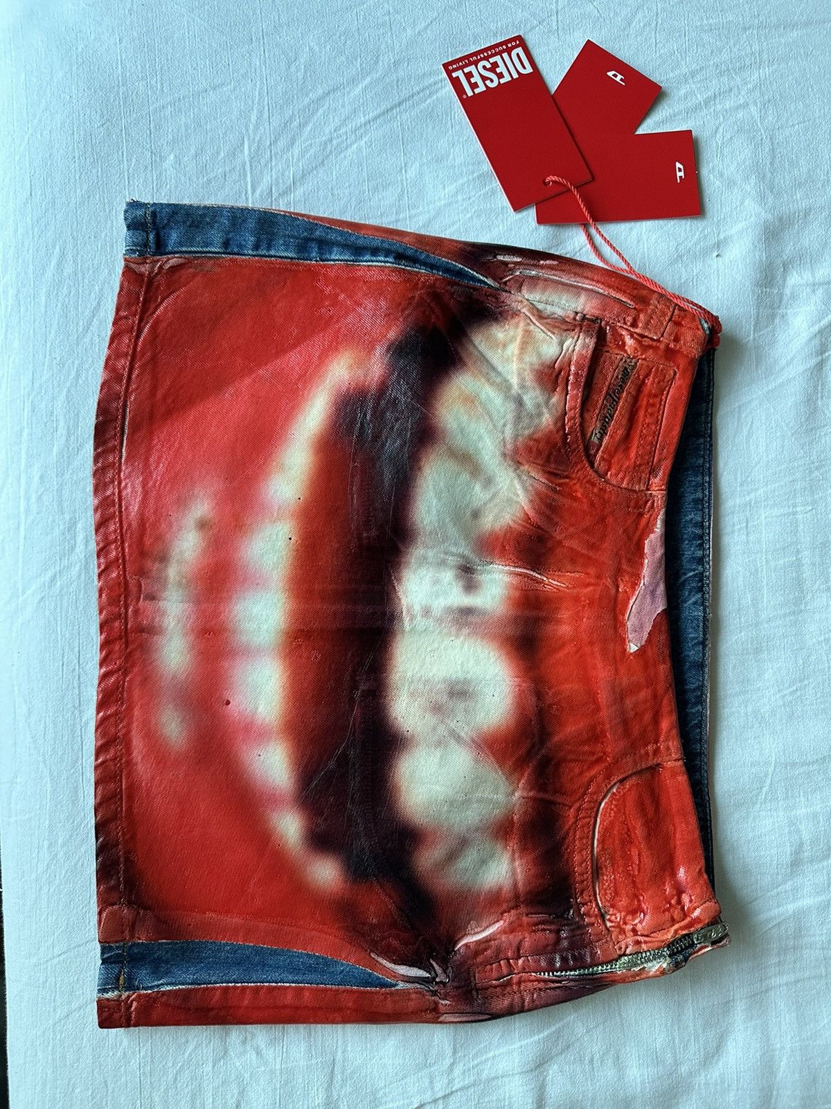 image of Diesel De-Pra-Fsd Print Mini Skirt in Red, Women's (Size 24)