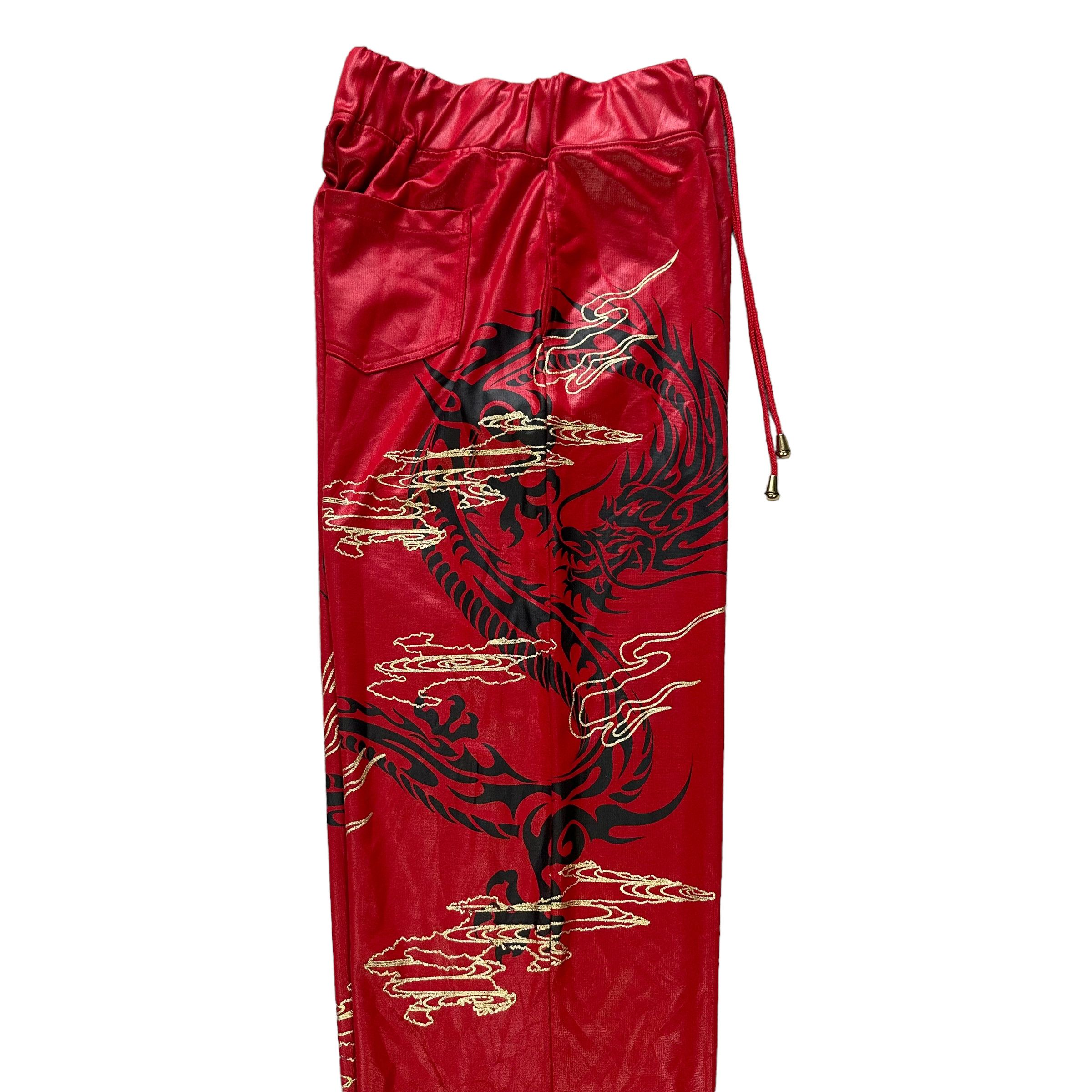 Japanese Brand SUKAJAN DRAGON DRAWSTRING RED PANTS #7789-176 Size US 35 - 1 Thumbnail