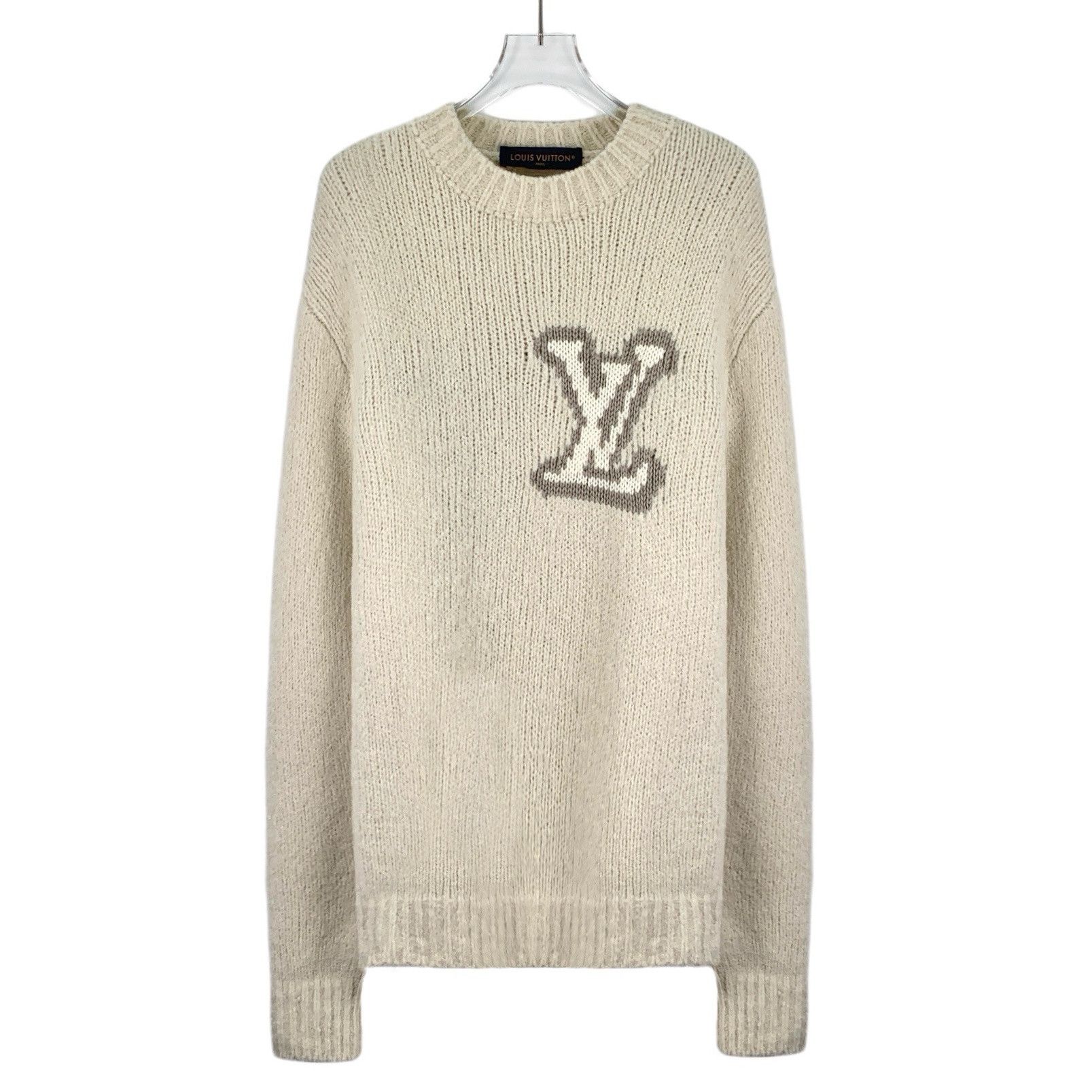 Louis Vuitton Louis Vuitton Logo Intarsia Wool Sweater Cream (M) Size US M / EU 48-50 / 2 - 1 Thumbnail