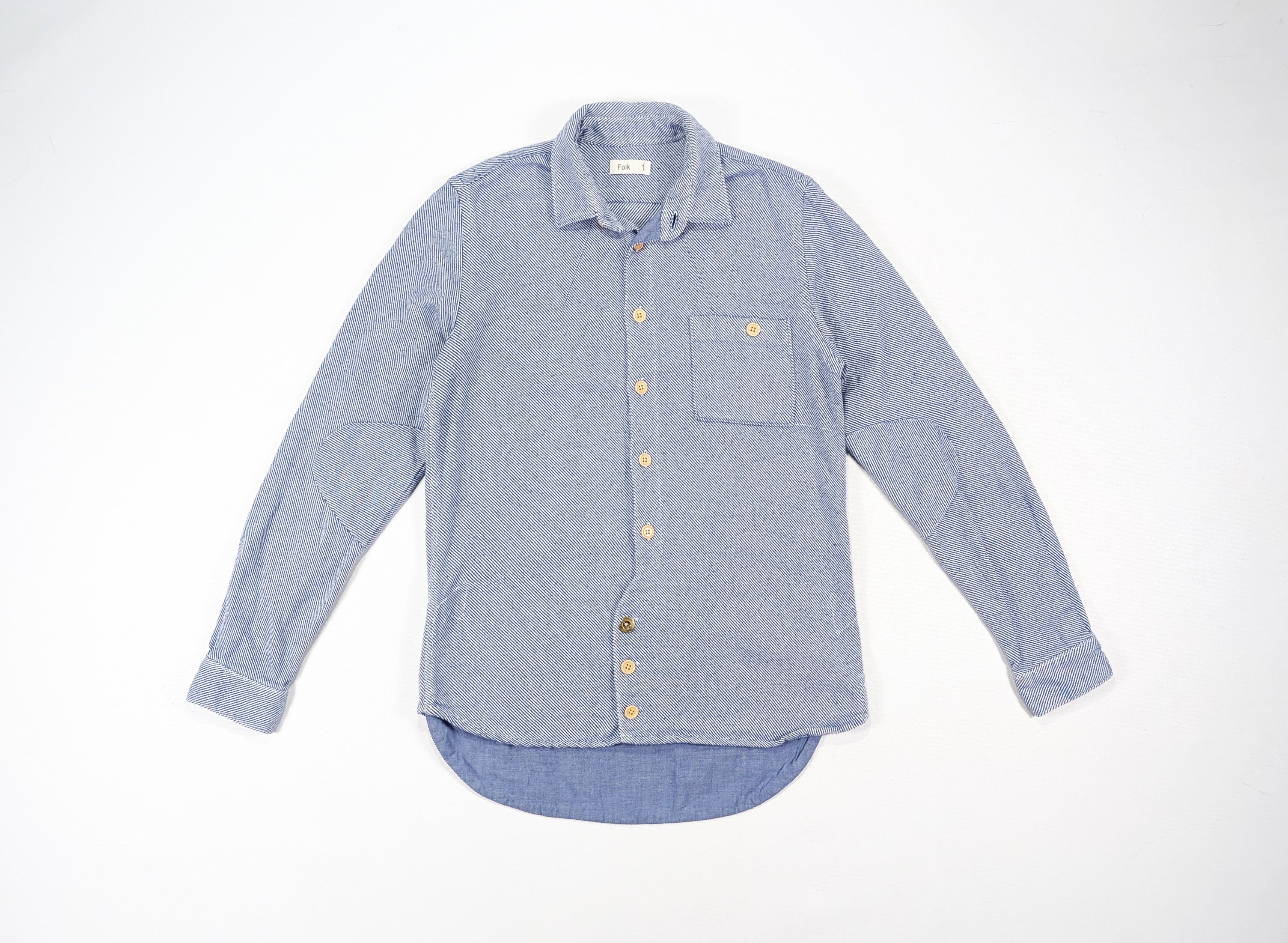 Folk Folk Blue Striped Cotton Pocket Asymmetrical Work Shirt Size US S / EU 44-46 / 1 - 1 Thumbnail