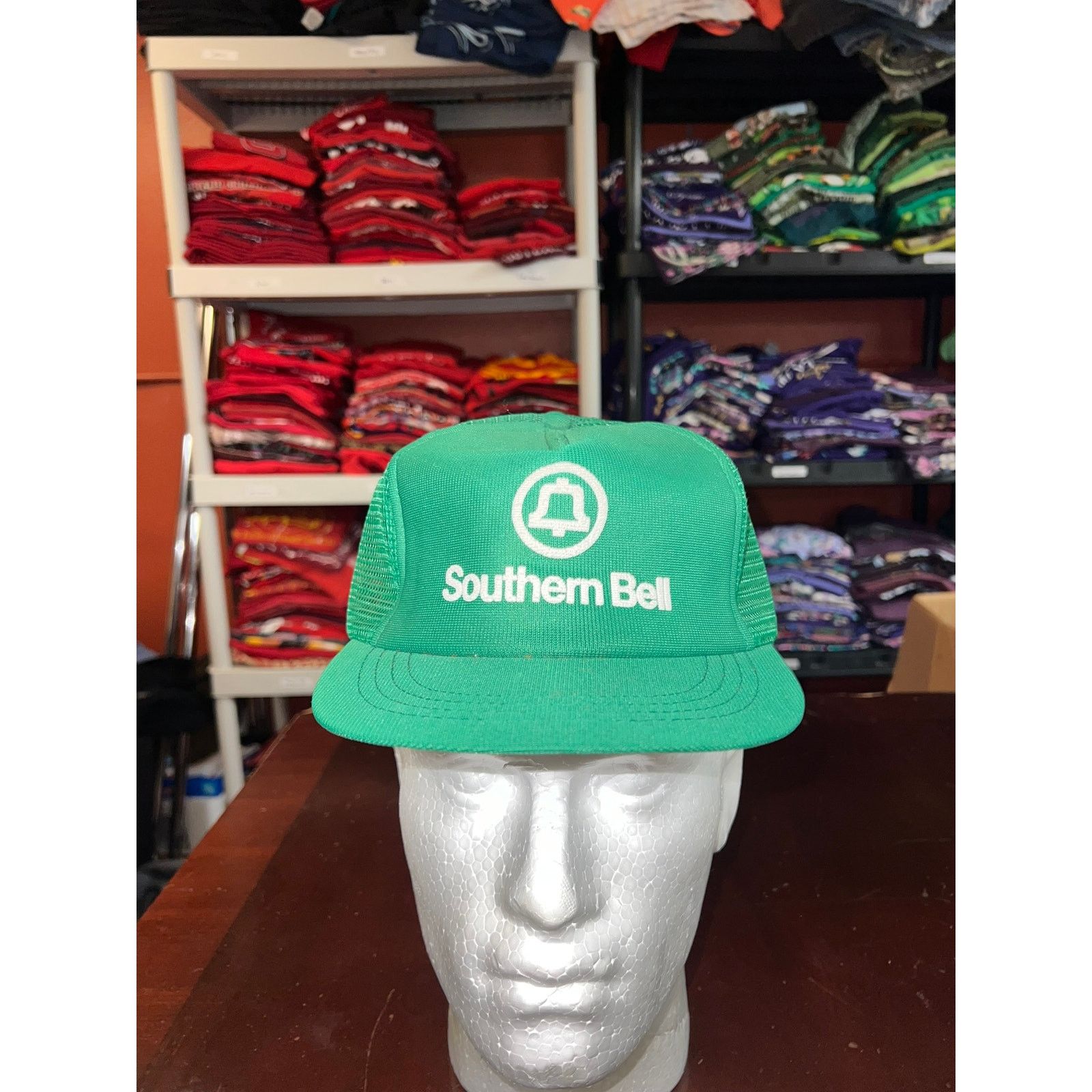 Vintage Vintage Southern Bell Snapback Green Trucker Hat VTG 80s OS Size ONE SIZE - 1 Thumbnail