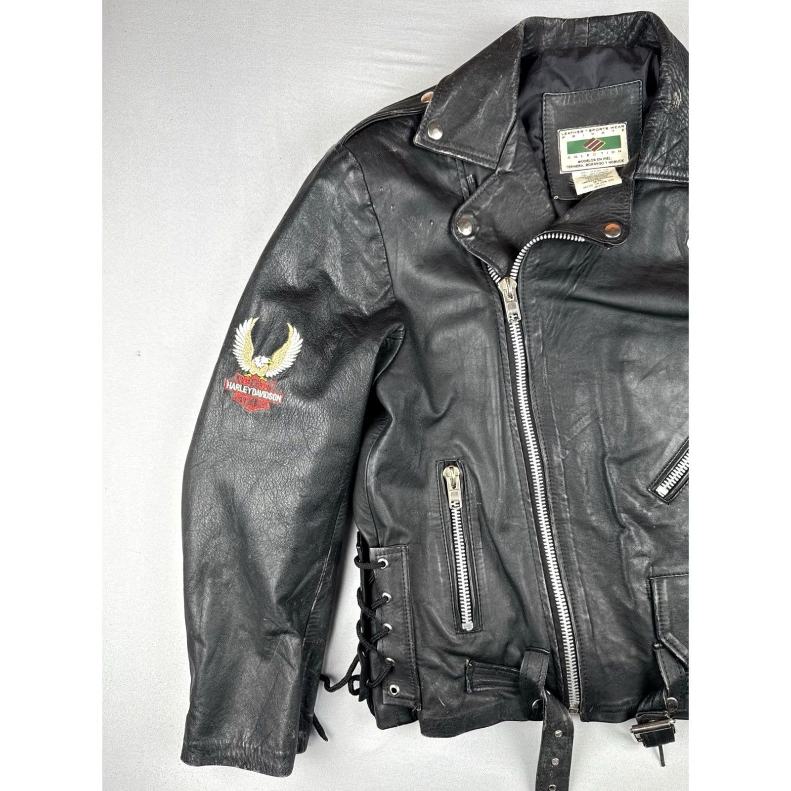 Harley Davidson VINTAGE Harley Davidson Leather Motorcycle Jacket Eagle Piel Mexico Biker M Mens Black Jacket Size US M / EU 48-50 / 2 - 4 Thumbnail