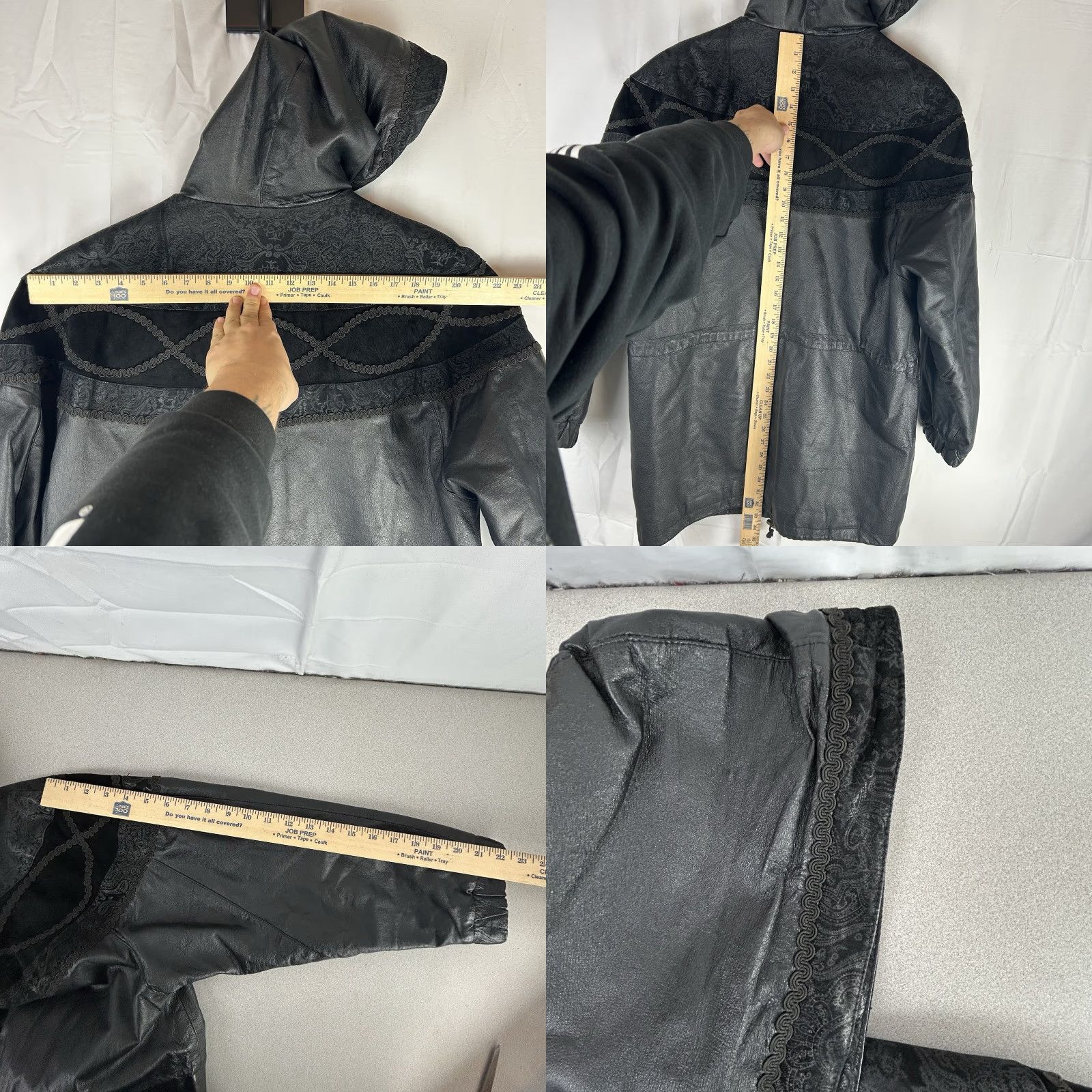 Vintage VINTAGE Global Identity G III Black Leather Jacket Coat Hood Embroidered Paisley Med Women Jacket Overcoat Size M / US 6-8 / IT 42-44 - 10 Thumbnail