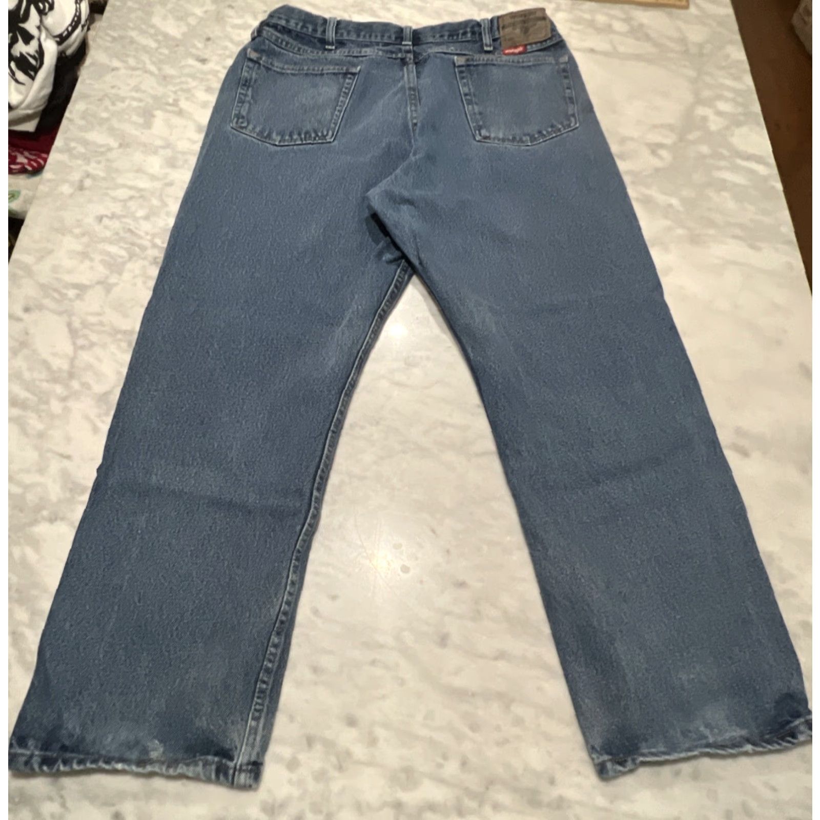 Wrangler VINTAGE Wrangler Jeans Men 38x30 9760WDR Relaxed Fit Cowboy Cut Denim Faded Thrashed Cowboy Men Jeans 38x30 Blue Distressed Pockets 5-Pocket Wrangler Size US 38 / EU 54 - 3 Thumbnail