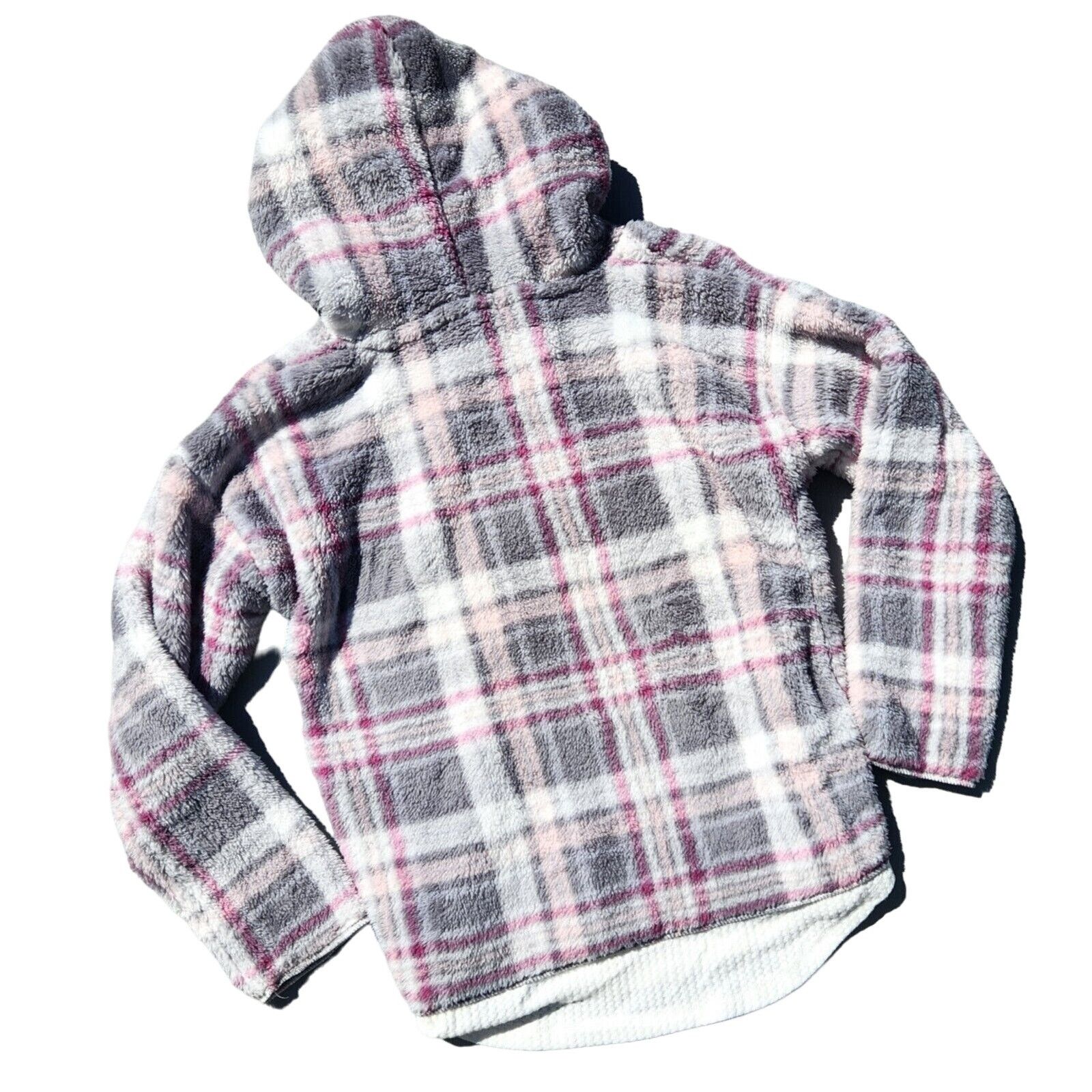 The Unbranded Brand Aqua Women Pastel Plaid Fleece Lounge Relaxed Hoodie Size S Size S / US 4 / IT 40 - 5 Thumbnail
