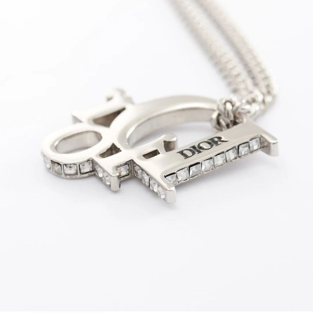 Dior, Oblique Pendant Necklace, Silver-Toned Metal, Crystals