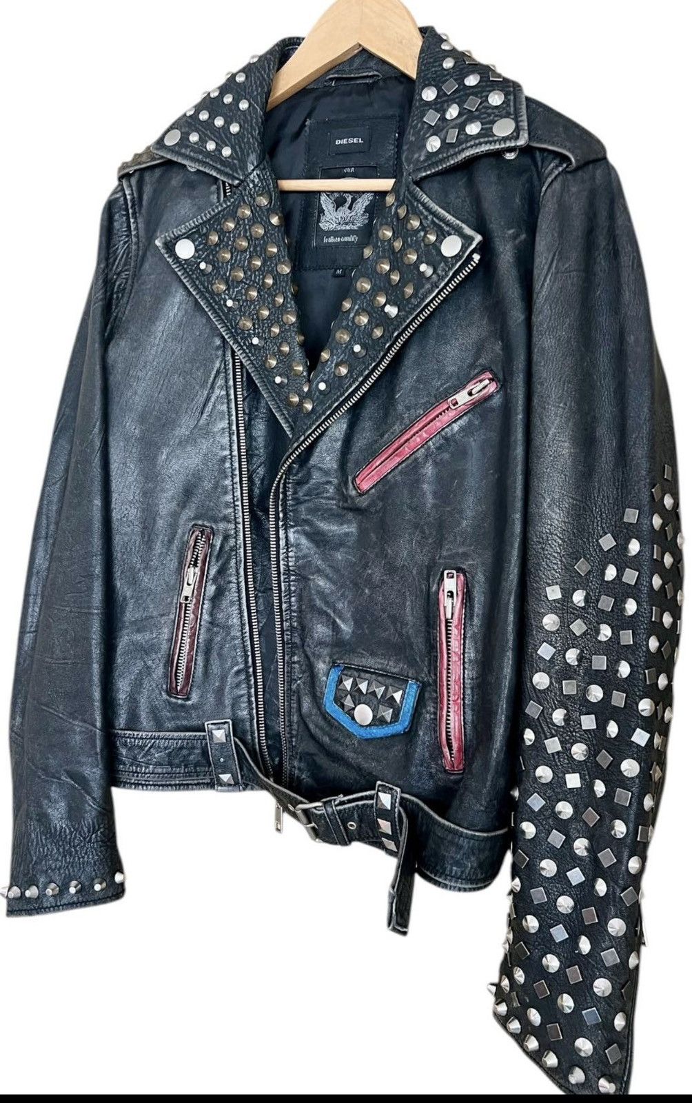 Diesel Diesel Studded Leather Biker Jacket (Archive) Size US M / EU 48-50 / 2 - 2 Thumbnail