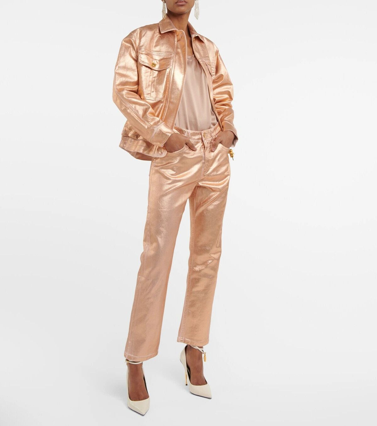 Tom Ford o1w1db10225 GID079 Denim Jacket in All Nude Size XS / US 0-2 / IT 36-38 - 2 Thumbnail