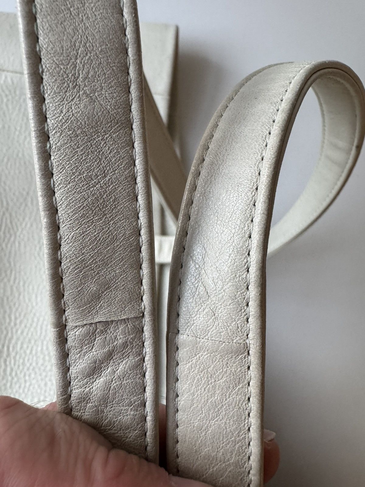 Baggu Baggu Tote Bag Ivory Natural Milled Leather Double Handle Size ONE SIZE - 12 Thumbnail