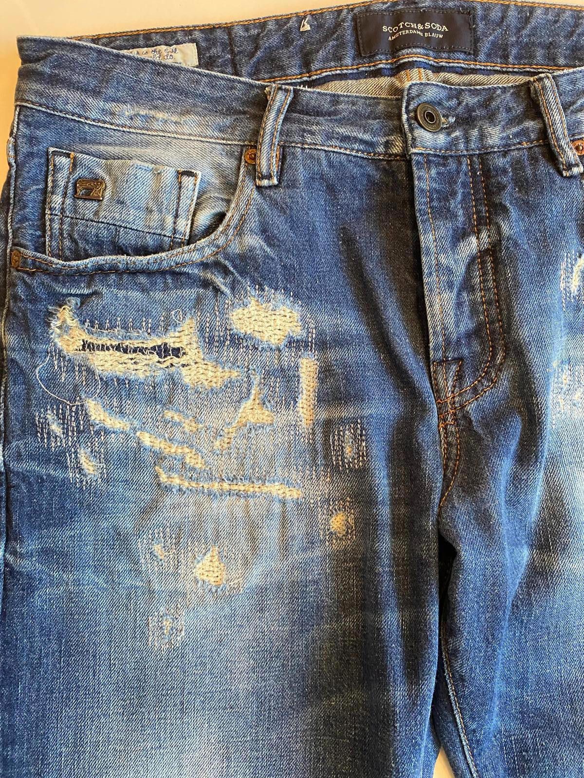 Scotch & Soda Scotch & Soda Mens Jeans Ralston Blue Distressed Size 33 Size US 33 - 4 Thumbnail