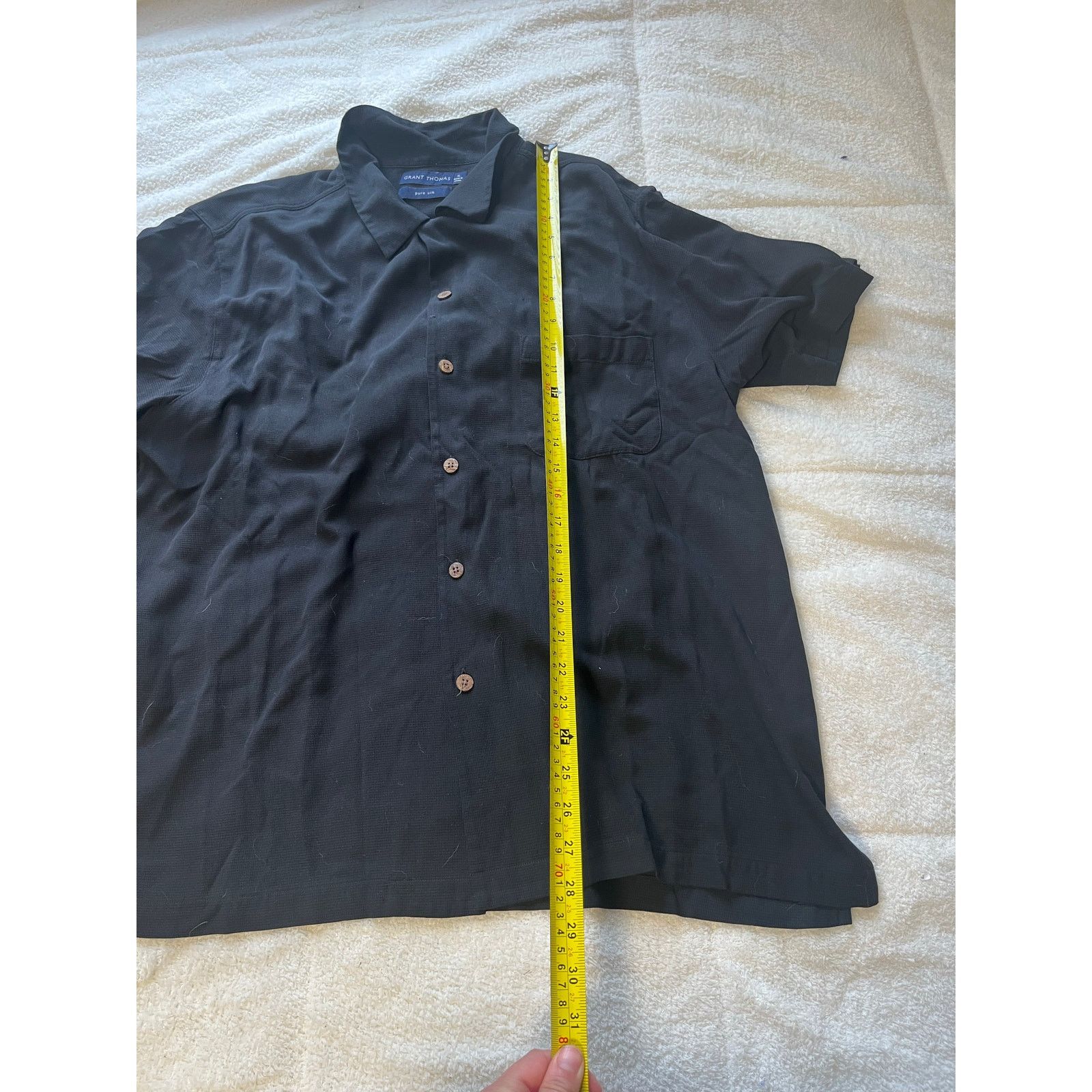 Grant Thomas Grant Thomas Pure Silk SHORT SLEEVE BUTTON UP SHIRT Black XL Size US XXL / EU 58 / 5 - 3 Thumbnail