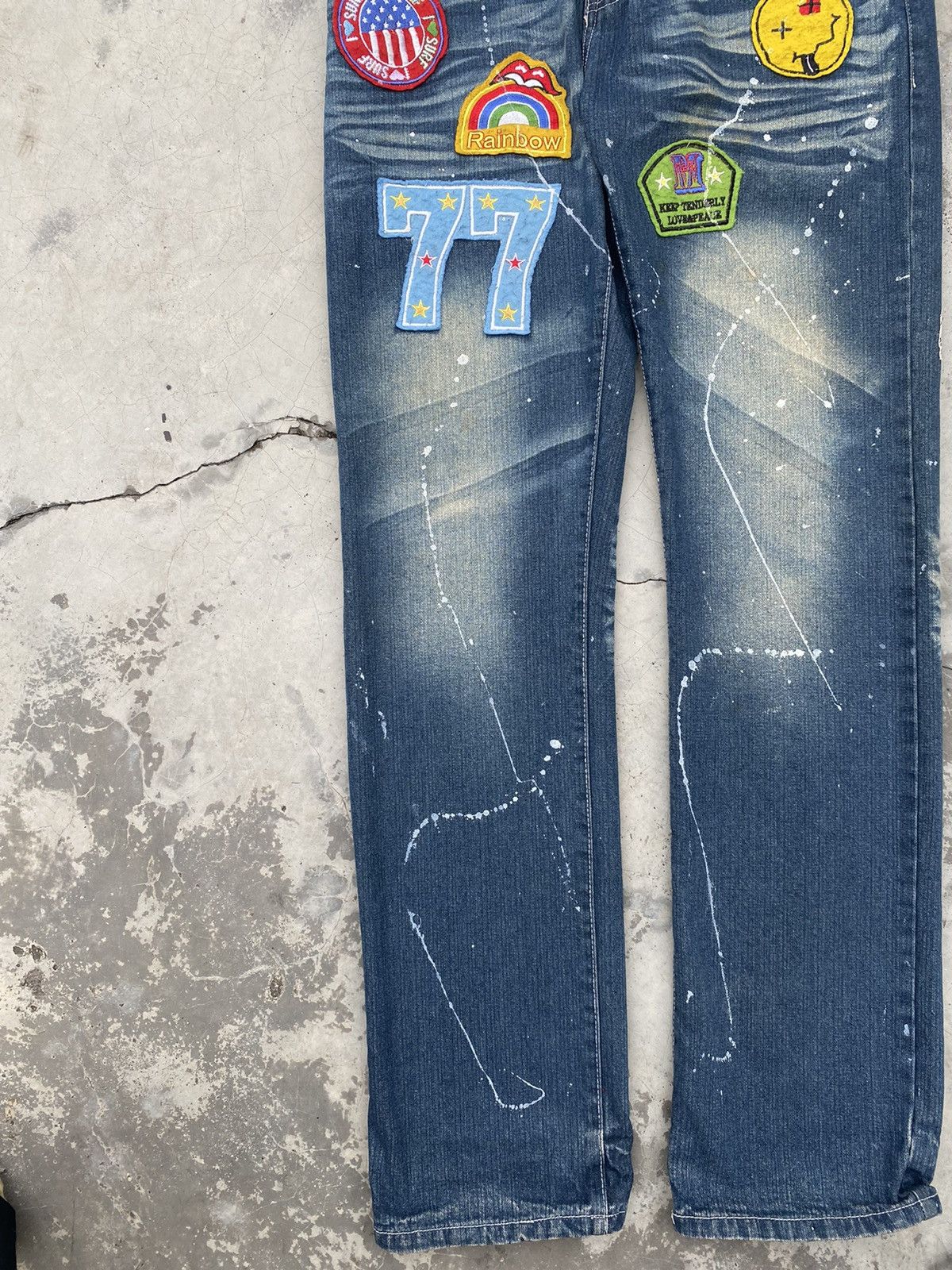 Japanese Brand × Jungles × Vintage Vintage Jungle Storm Patch Denim Jeans Slim fit Size US 34 / EU 50 - 7 Thumbnail