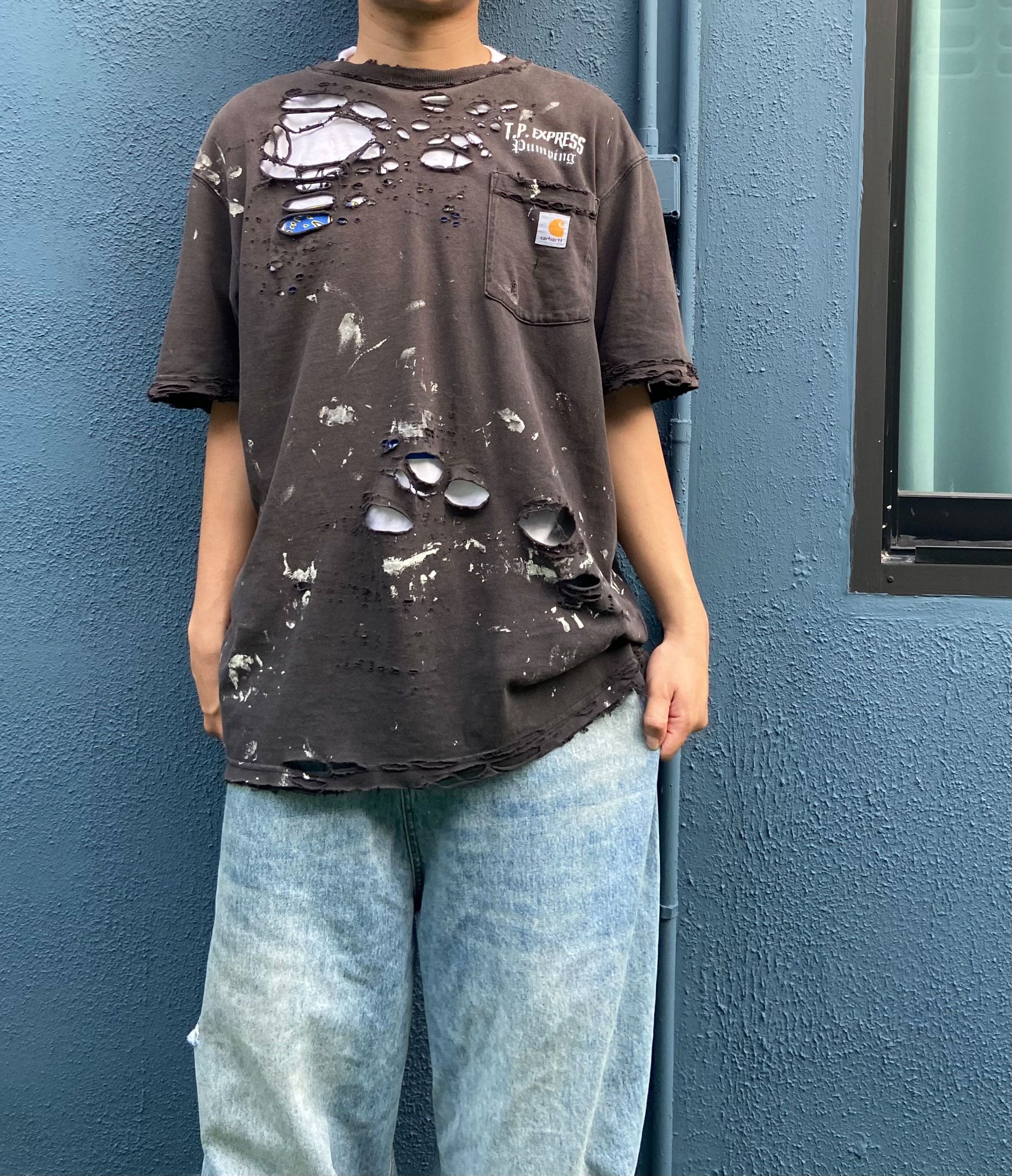 Carhartt × Vintage Carhartt T-Shirt Sun Fade Thrashed Distressed Pocket Size US L / EU 52-54 / 3 - 1 Thumbnail
