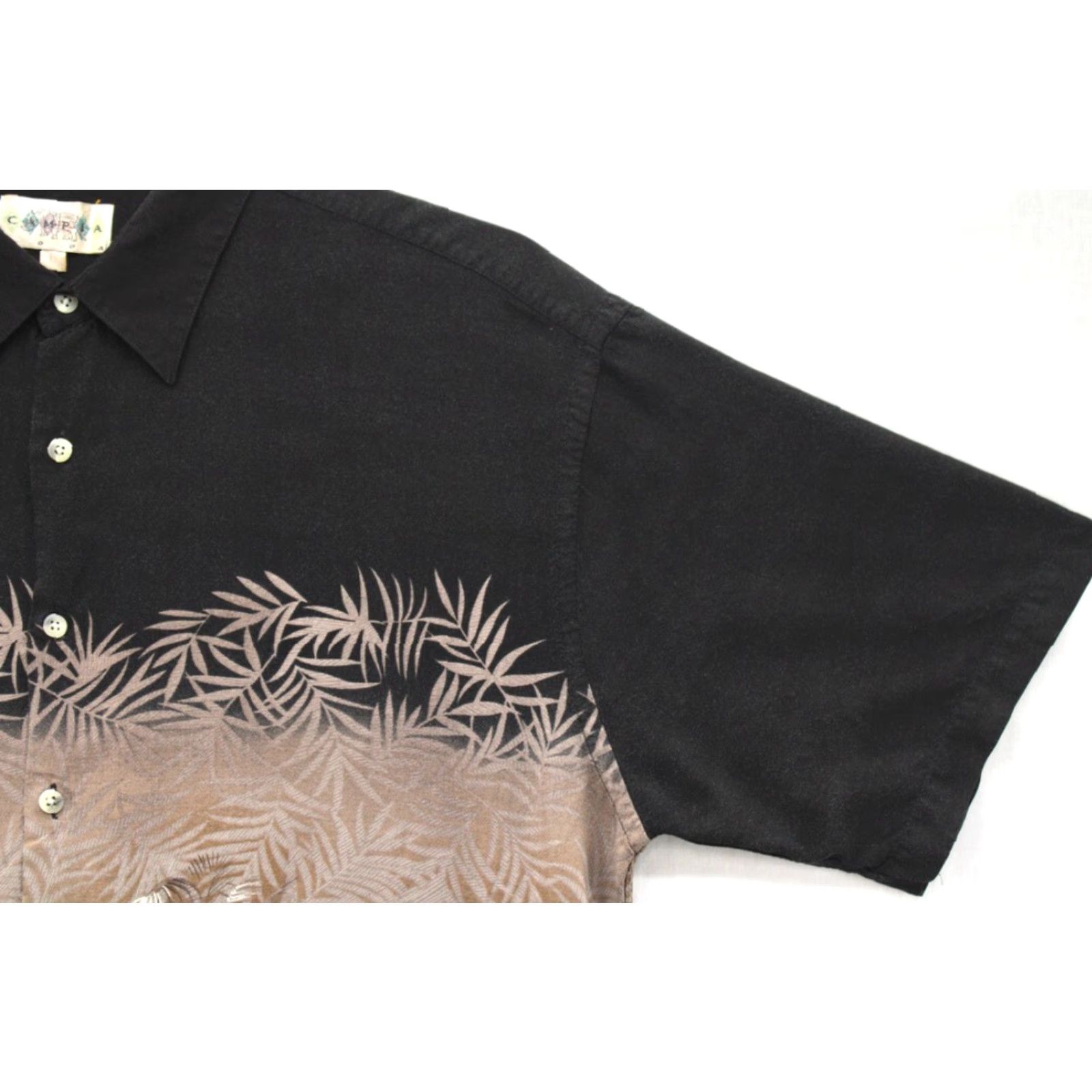 Vintage Campia Moda Shirt Men's Large Party Hawaiian Palm Trees Brown Black Print Rayon Size US L / EU 52-54 / 3 - 3 Thumbnail