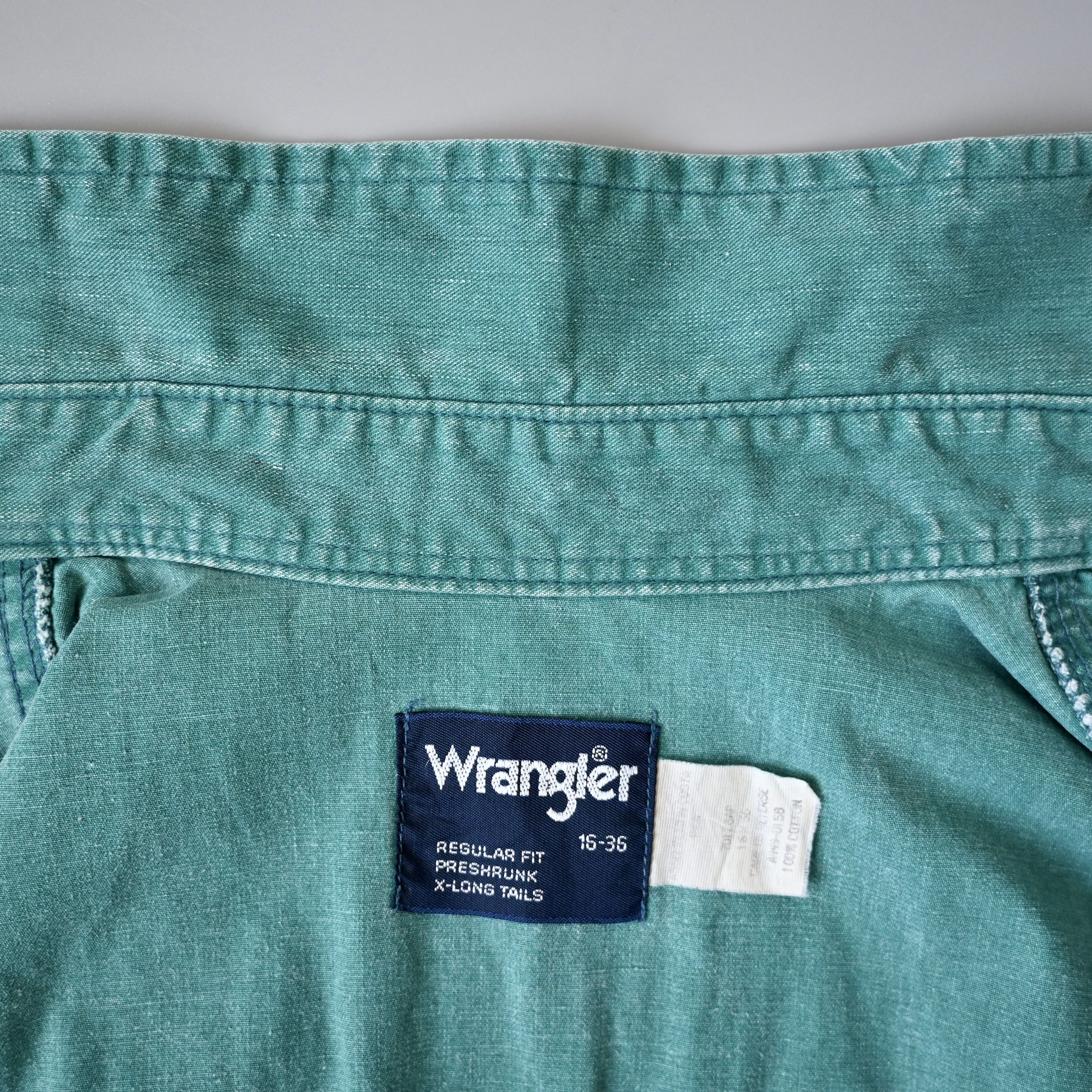 Vintage VTG 90s Wrangler brushpopper shirt solid emerald 16 - 35 Size US L / EU 52-54 / 3 - 10 Thumbnail
