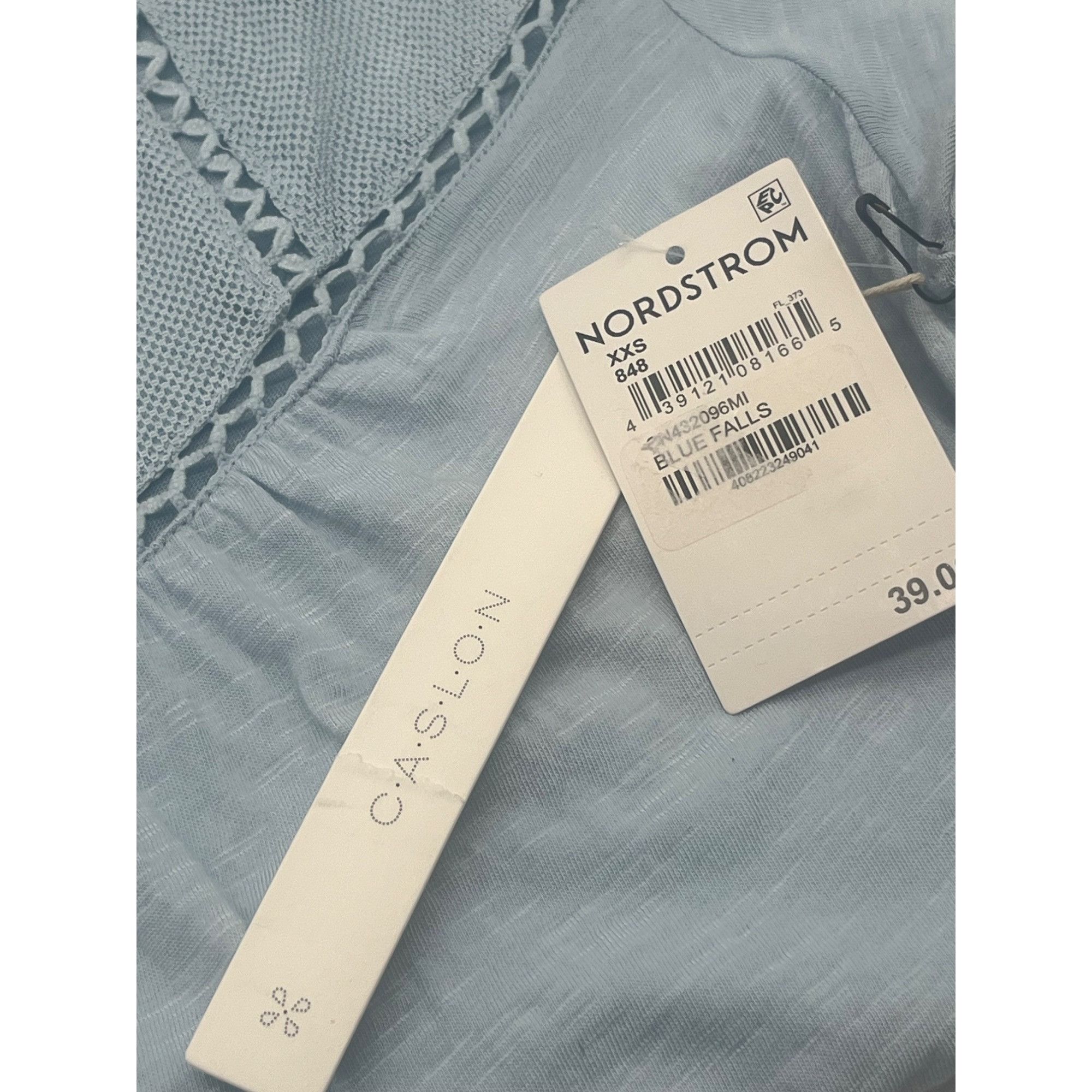 Other Caslon Embroidered Yoke Tee in Blue Falls, Sz. XXS Size XXS / US 00 / IT 34 - 6 Thumbnail