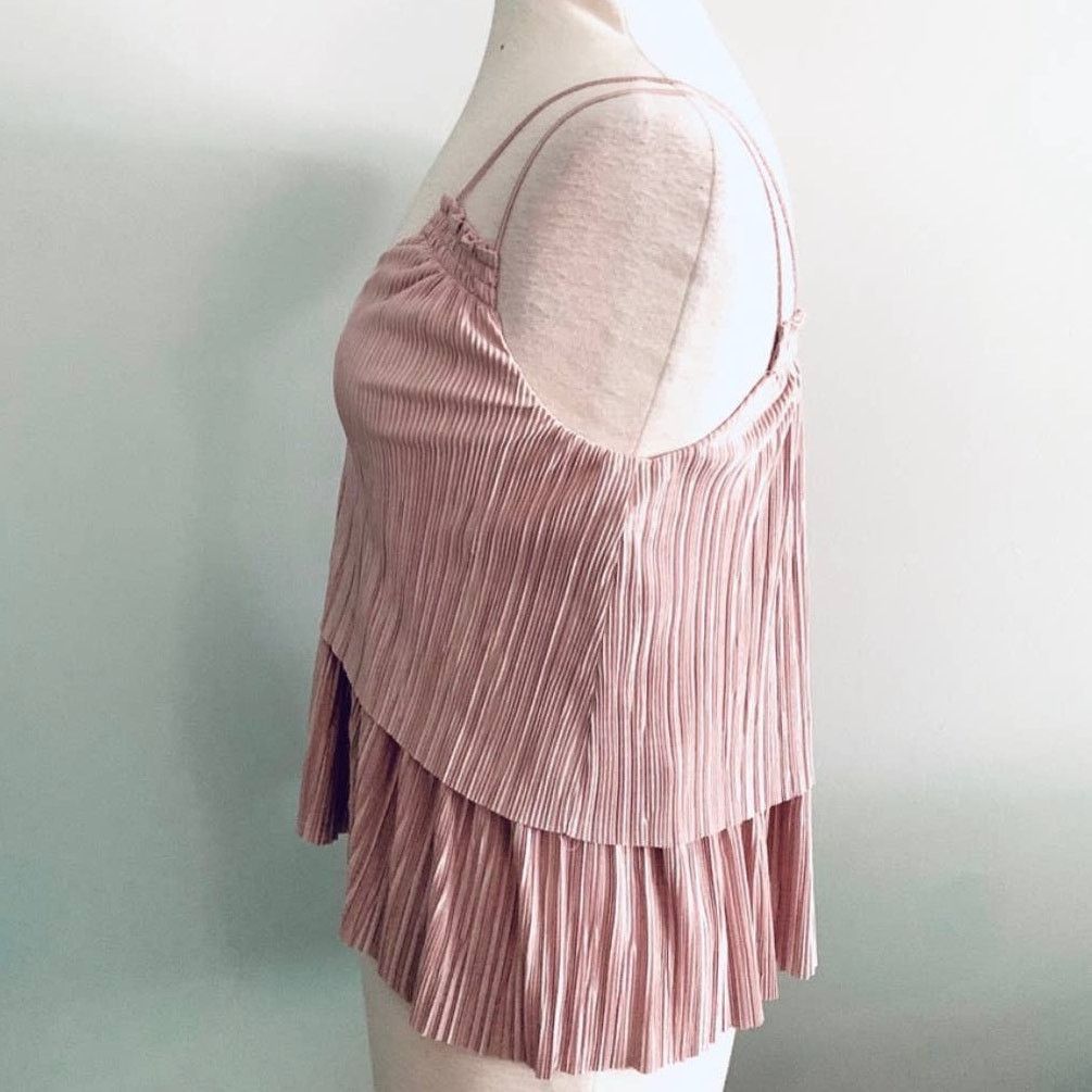 Anthropologie ANTHROPOLOGIE BINI Blush Rose Pink Ruffle Tank Top Blouse Size XS / US 0-2 / IT 36-38 - 11 Thumbnail