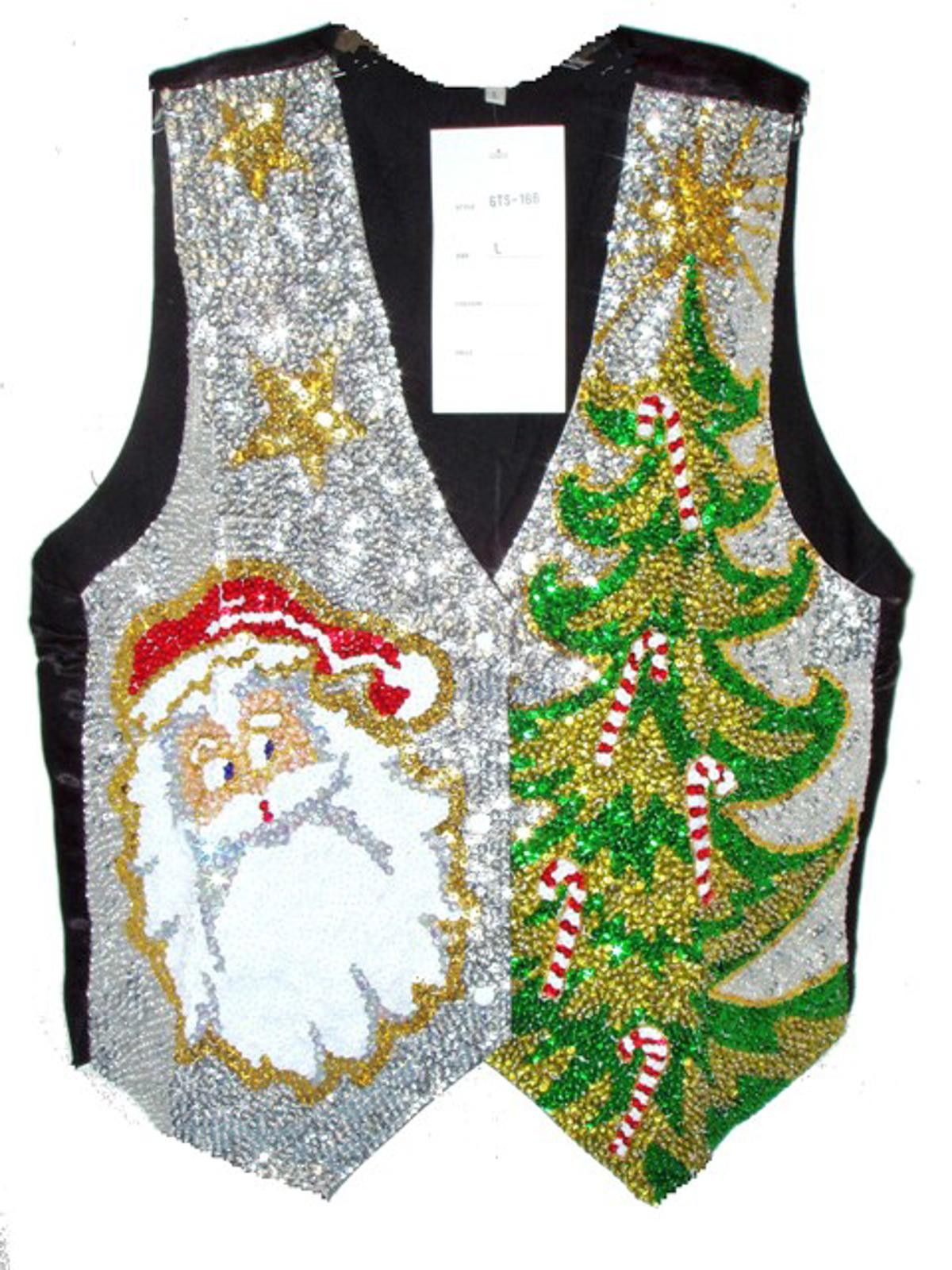 Designer Sequin Vest SILVER with SANTA'S TREE size S only Size ONE SIZE - 1 Preview