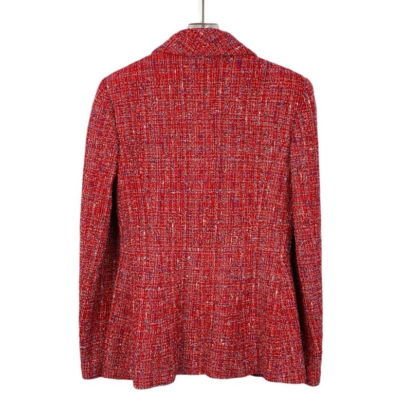 Chanel ChanelRed pearl buckle cotton lapel long-sleeved tweed wove Size XXS / US 00 / IT 34 - 2 Thumbnail