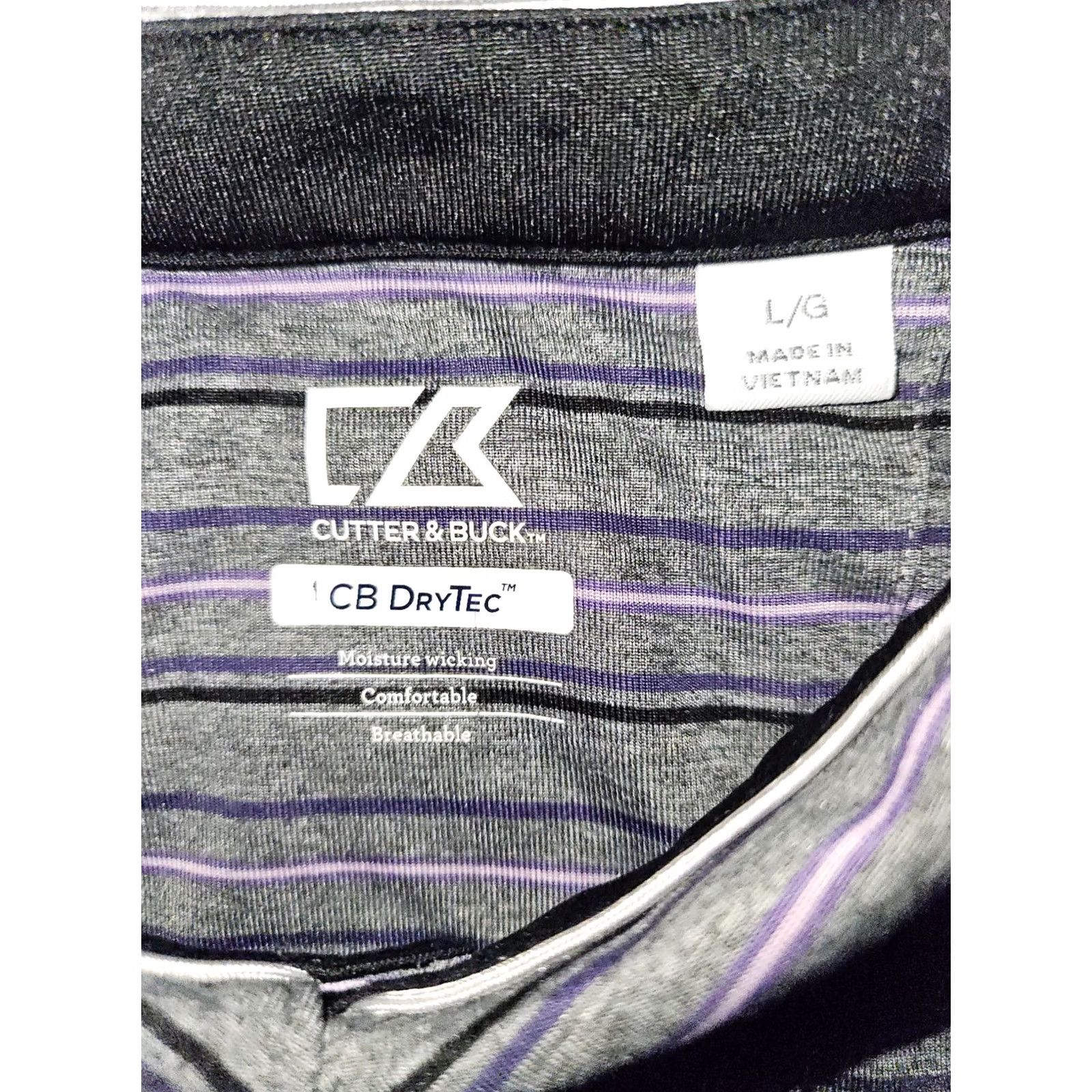 Cutter & Buck Cutter & Buck Polo Shirt Men's Large Striped DryTec Gray Embroidered Logo 2014 Pinehurst Shirt Sports Preppy Casual Mens Size US L / EU 52-54 / 3 - 2 Thumbnail