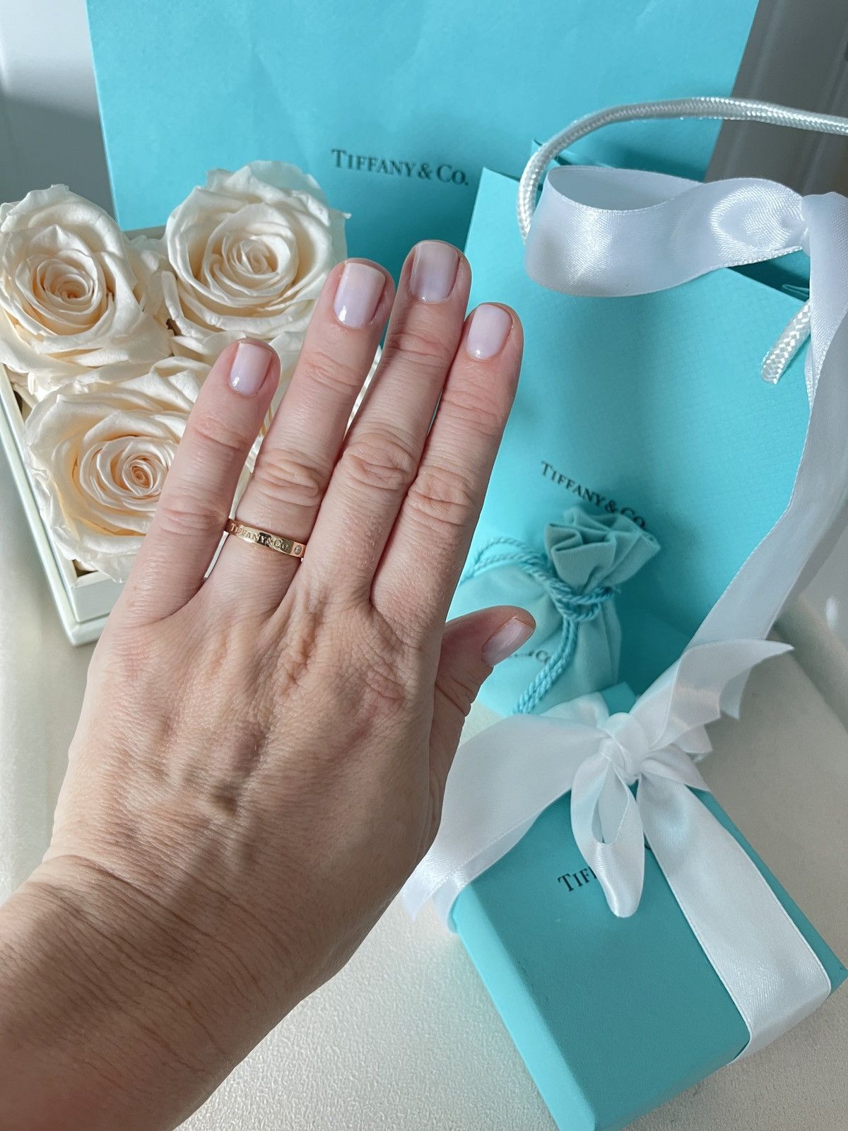 Tiffany & Co. Band Ring with Diamonds RG size 5 NEW $1850