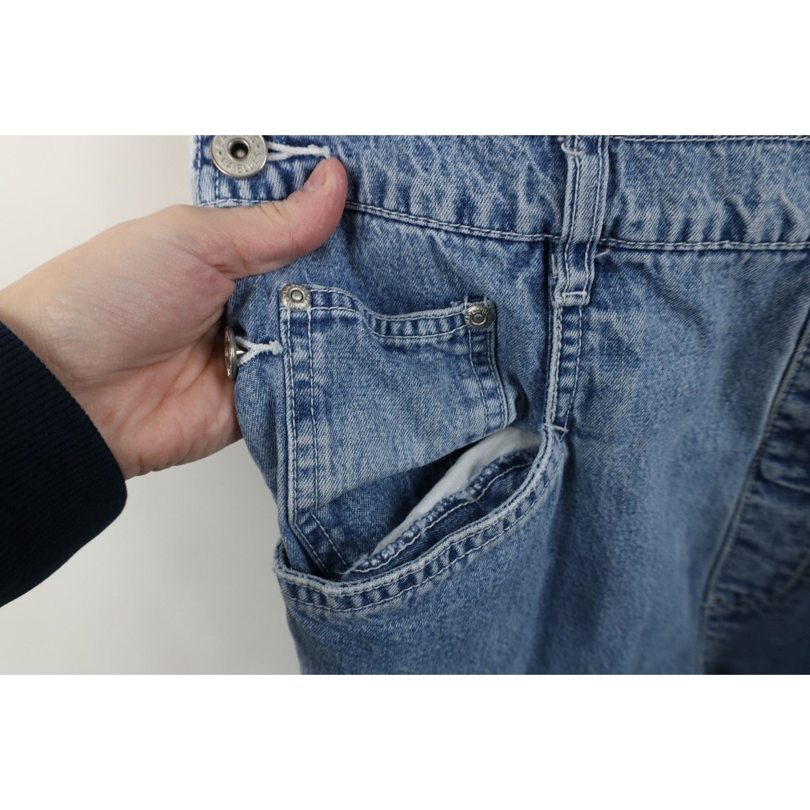 Vintage Vintage 90s Y2K Streetwear Faded Babydoll Wide Leg Overalls Size 28" / US 6 / IT 42 - 10 Thumbnail