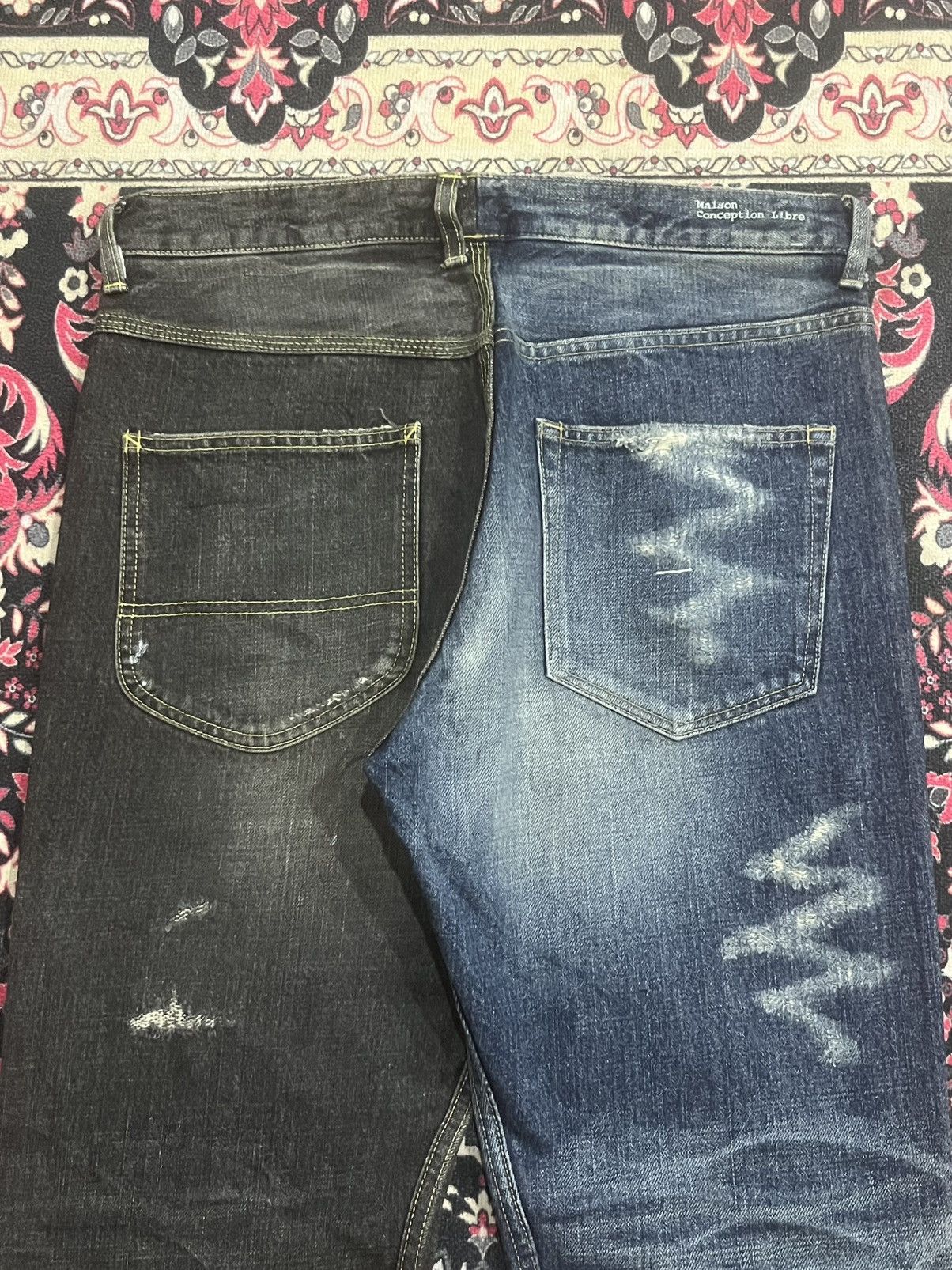 Japanese Brand Maison Conception Libre Two Toned Distressed Whisker Jeans Size US 32 / EU 48 - 6 Thumbnail