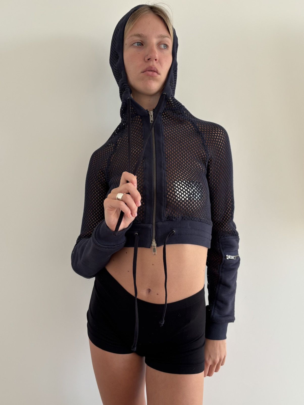 Jean Paul Gaultier Jean Paul Gaultier vintage cropped mesh hoodie Size S / US 4 / IT 40 - 6 Thumbnail