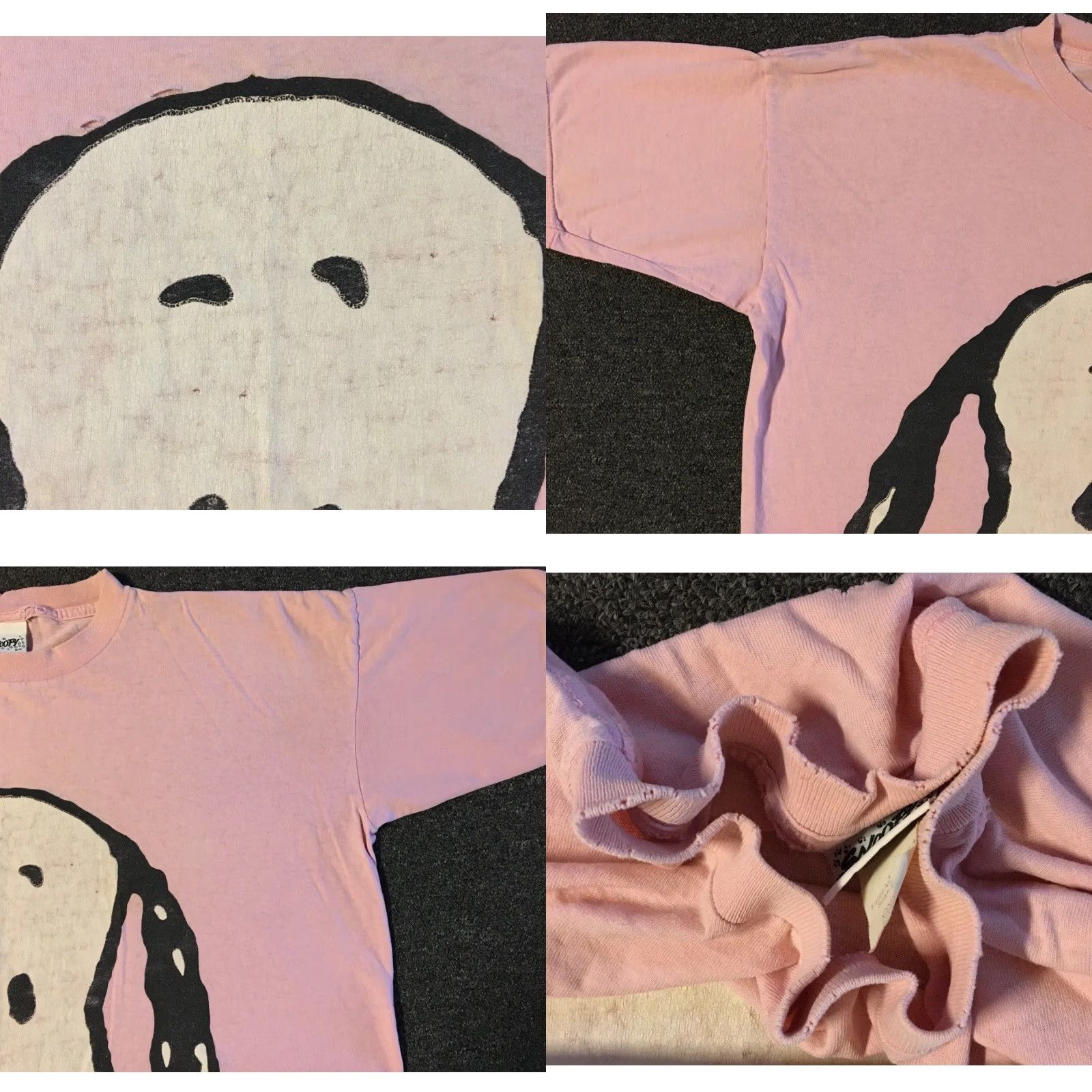 Peanuts VINTAGE Snoopy 90s Faded Distressed Big Face Sleeping Shirt Peanuts Cartoon Funny TV Shirt Unisex Adults Pink One Size Short Sleeve Char​​lie Brown Size US M / EU 48-50 / 2 - 8 Thumbnail