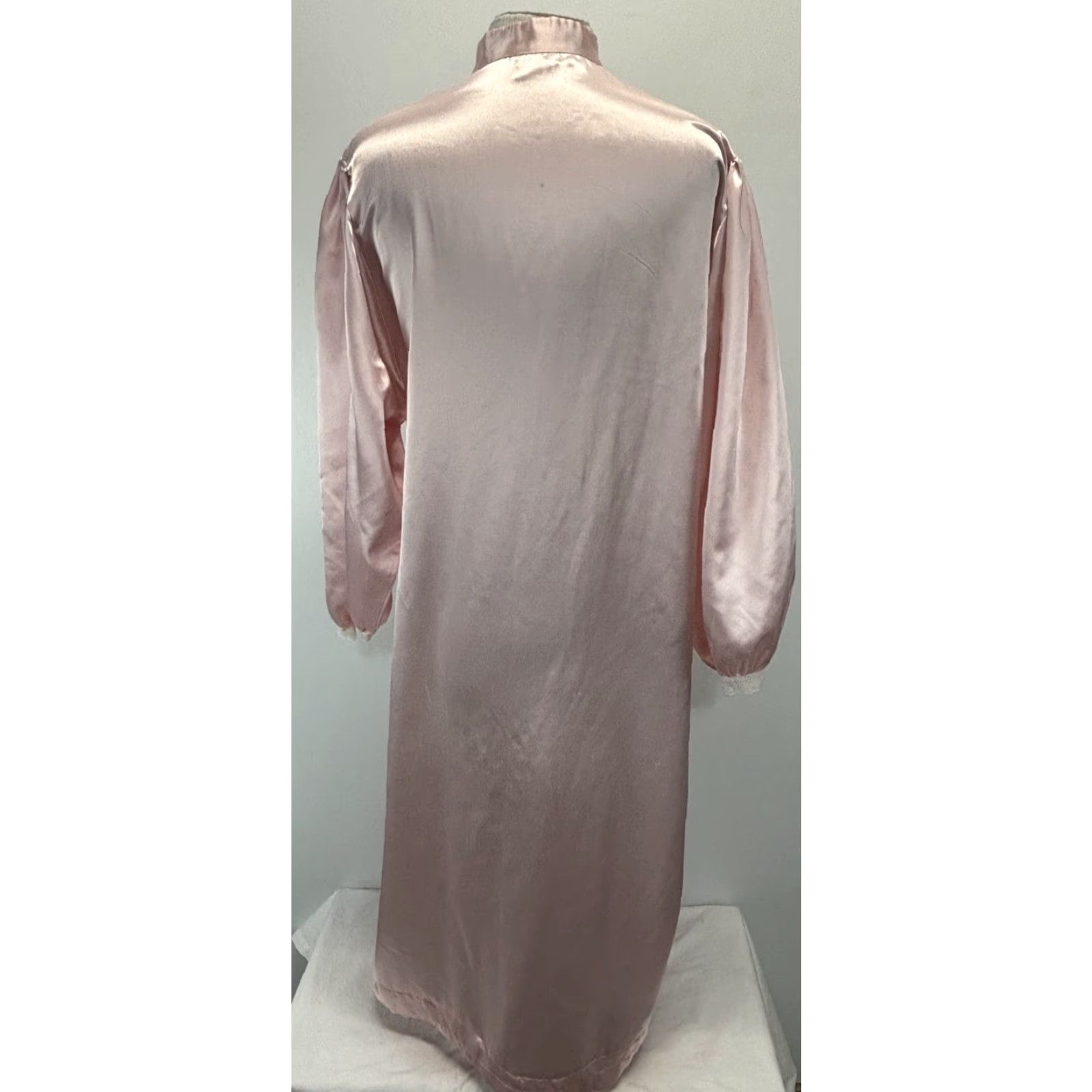 Vintage Vtg Elise Stevens Satin Like Nightgown Pink Long Victorian Ilise Stevens 1980s Coquette Nightgown Womens Chest 42” Regular No Tag Read Size ONE SIZE - 3 Thumbnail