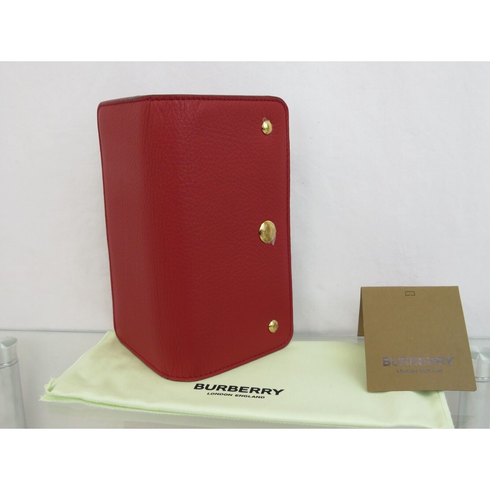 Burberry BURBERRY ROWE RED LEATHER LOGO BILL SNAP CONTINENTAL WALLET Size ONE SIZE - 10 Thumbnail
