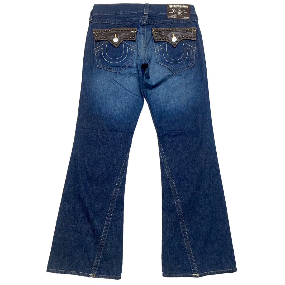 True Religion Vintage True Religion Joey Leather Flap Denim Flare Jeans Size US 31 - 1 Thumbnail