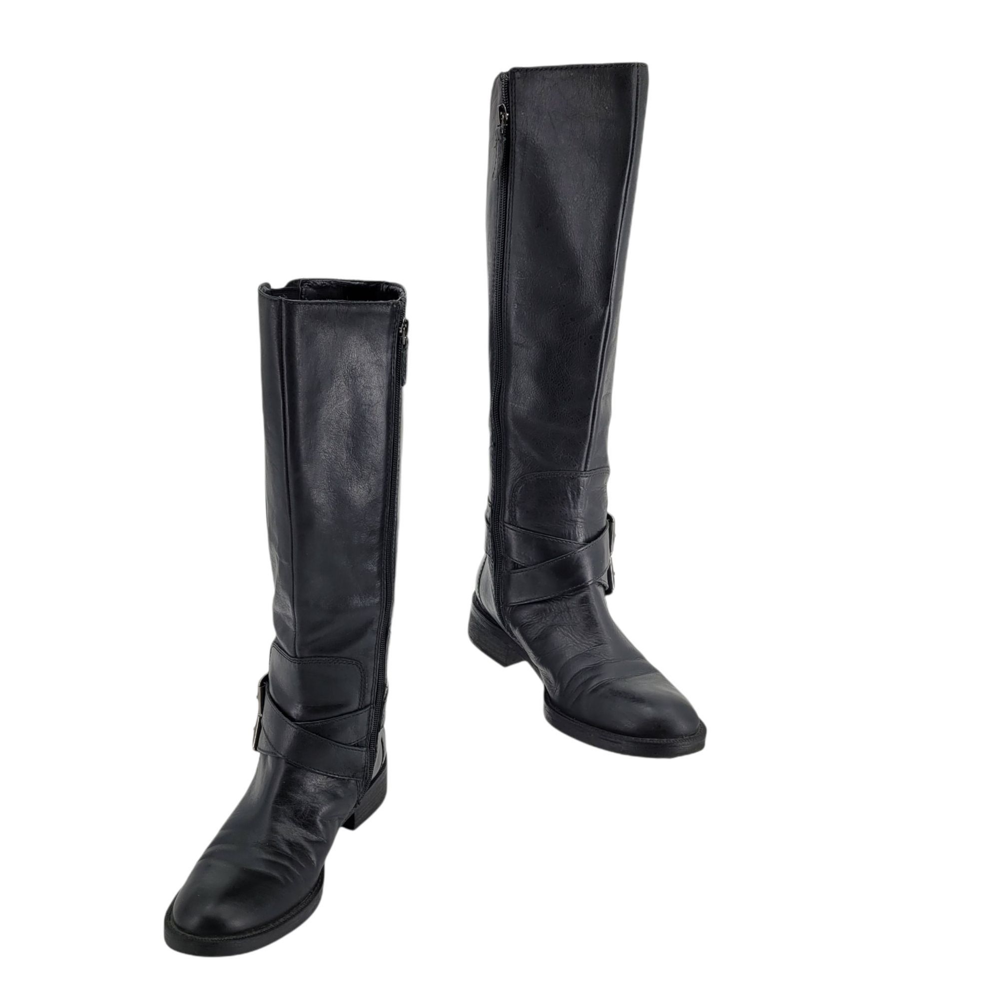 Vintage Enzo Angiolini Black Leather Riding Boots Sz 7 Tall Equestri Size US 7 / IT 37 - 1 Thumbnail