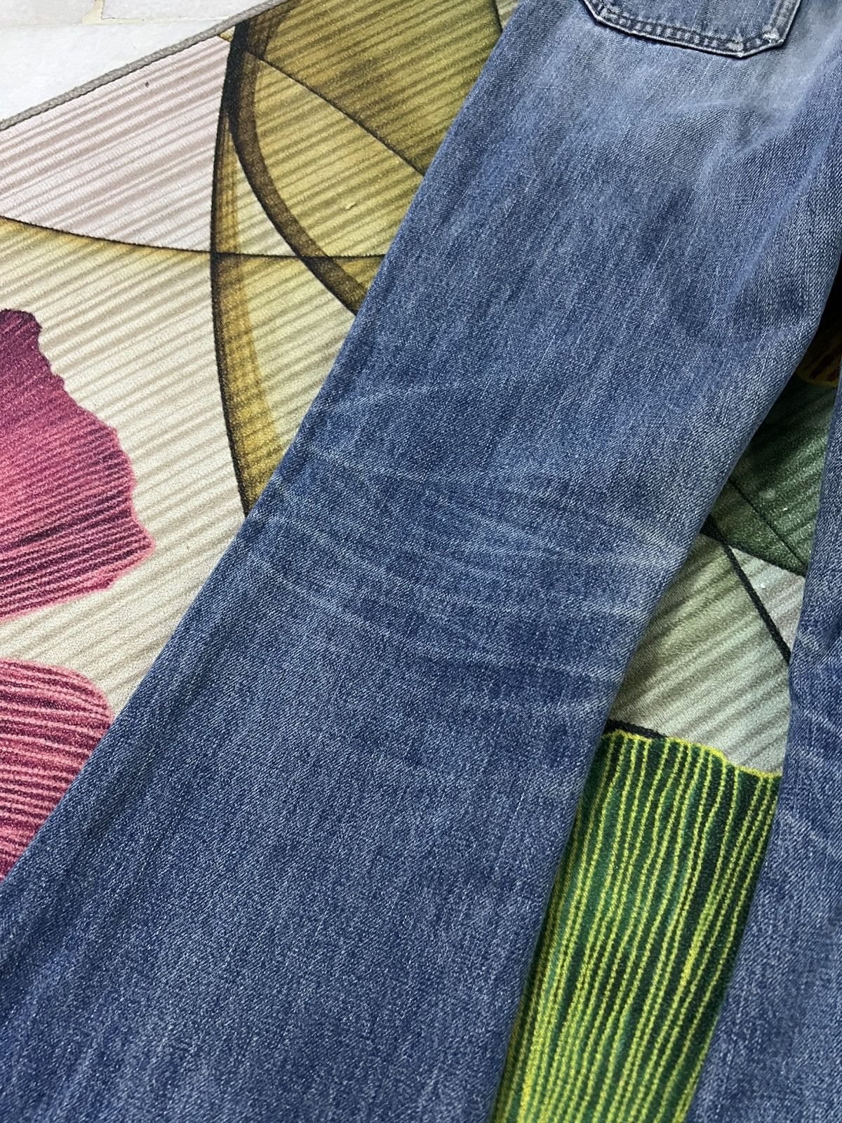 Japanese Brand 💥Flare💥Vintage Big John Bush Pants Bell Bottom Distress Jean Size US 29 - 16 Thumbnail