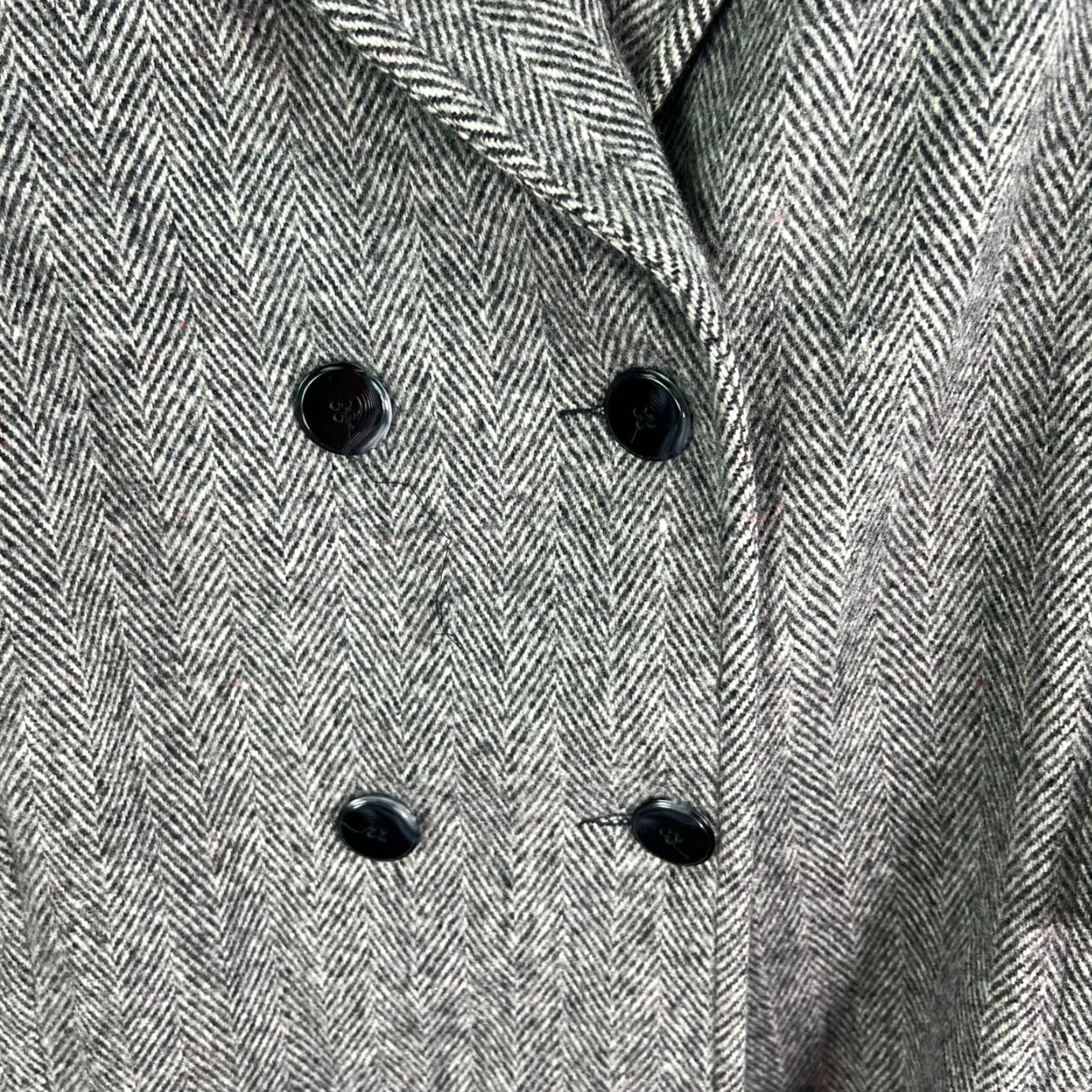 Vintage VINTAGE Herman Kay Pea Coat Women XL Gray Herringbone Wool Blend Mid-Length 80s USA Size XL / US 12-14 / IT 48-50 - 4 Thumbnail