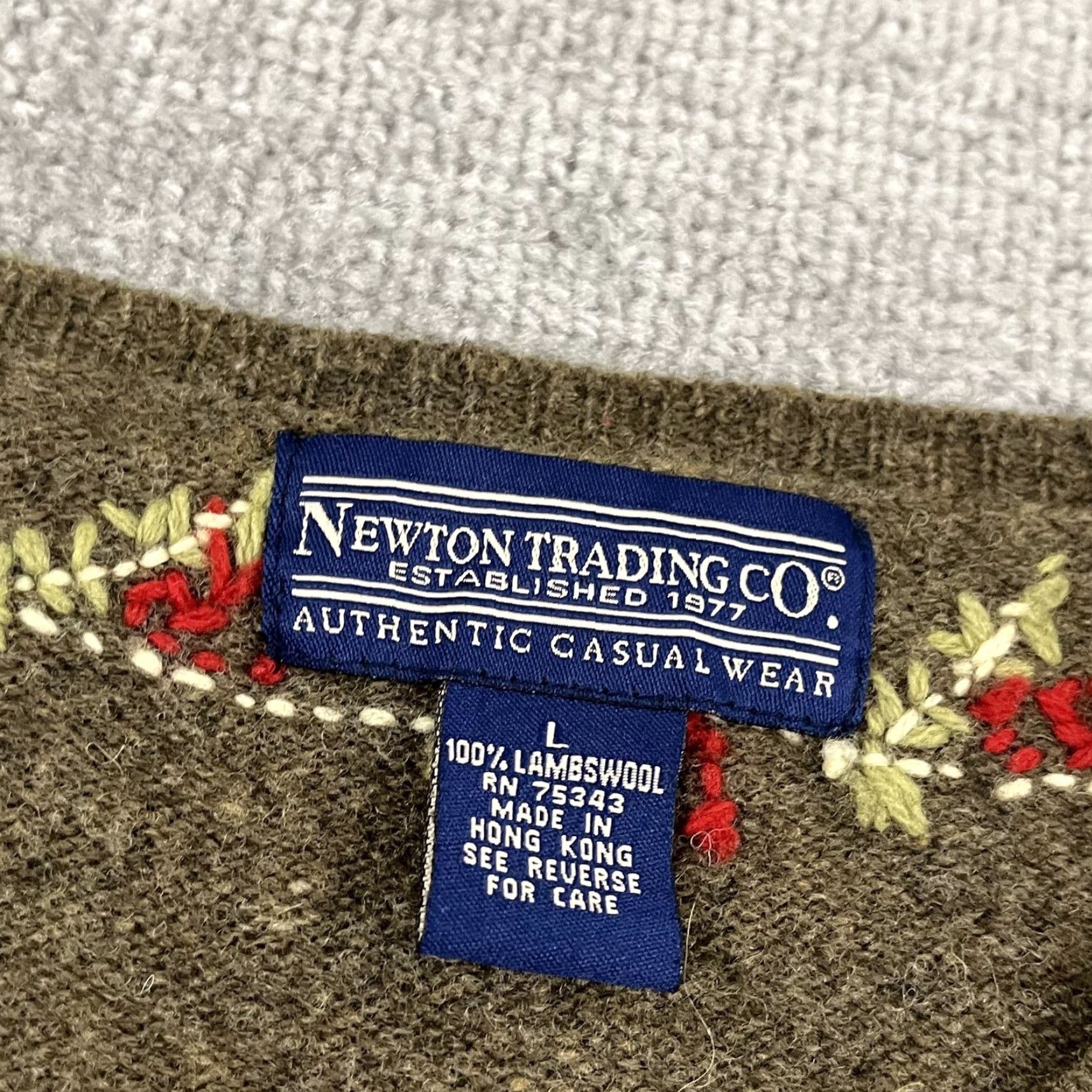 Vintage Newton Trading Cardigan Women Large Brown 100% Wool Floral Knit Button Preppy Classic Women's Size L / US 10 / IT 46 - 2 Thumbnail