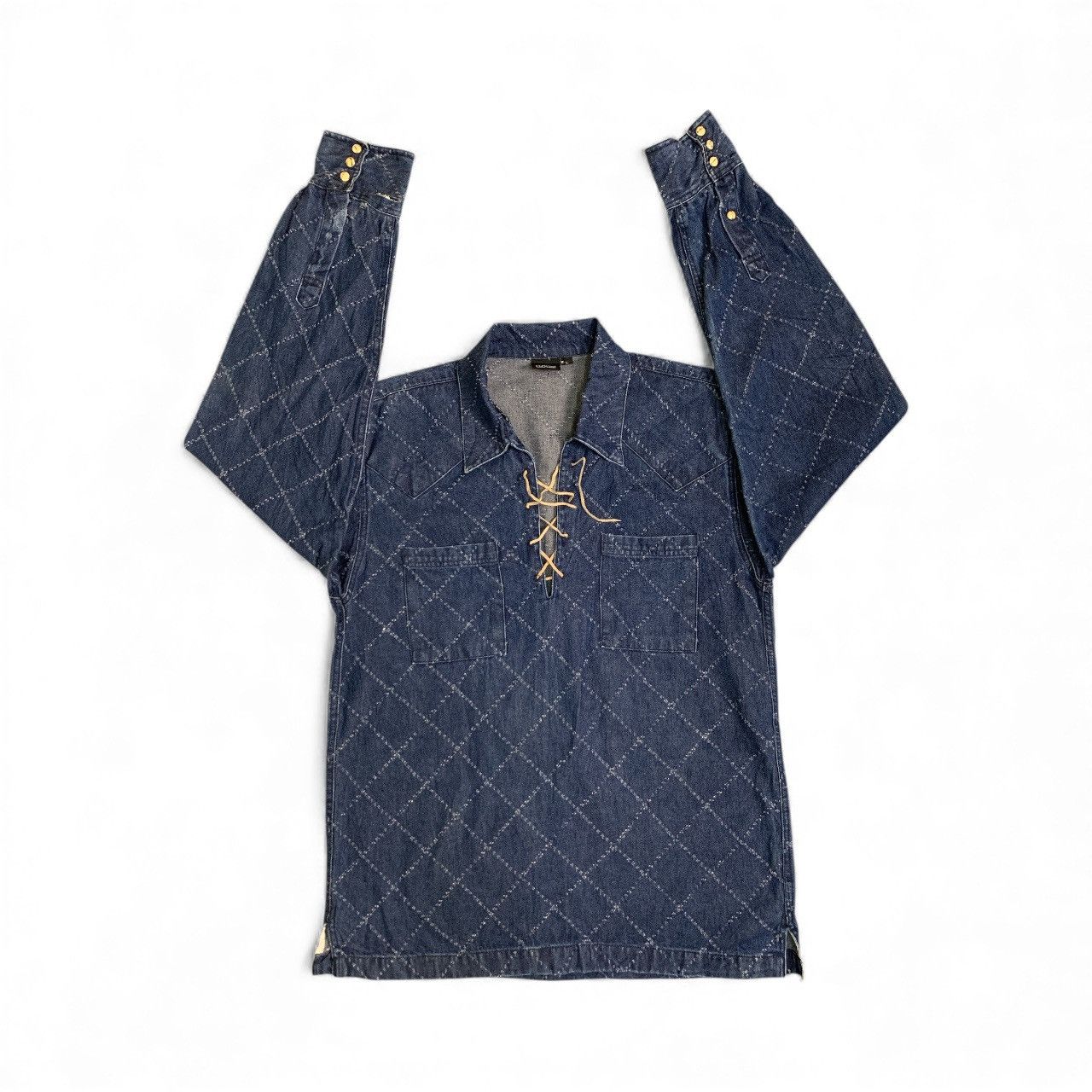 Japanese Brand Rare Design Under Level Soft Denim Western Shirts Size L / US 10 / IT 46 - 3 Thumbnail