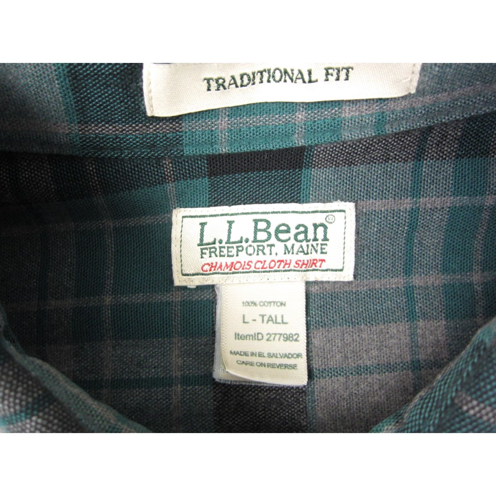 Vintage VINTAGE L.L.Bean Shirt Mens LT Green Plaid 90s Cotton Flannel Button-Up Long Sleeve With Pockets Distressed Chamois Size US L / EU 52-54 / 3 - 4 Thumbnail