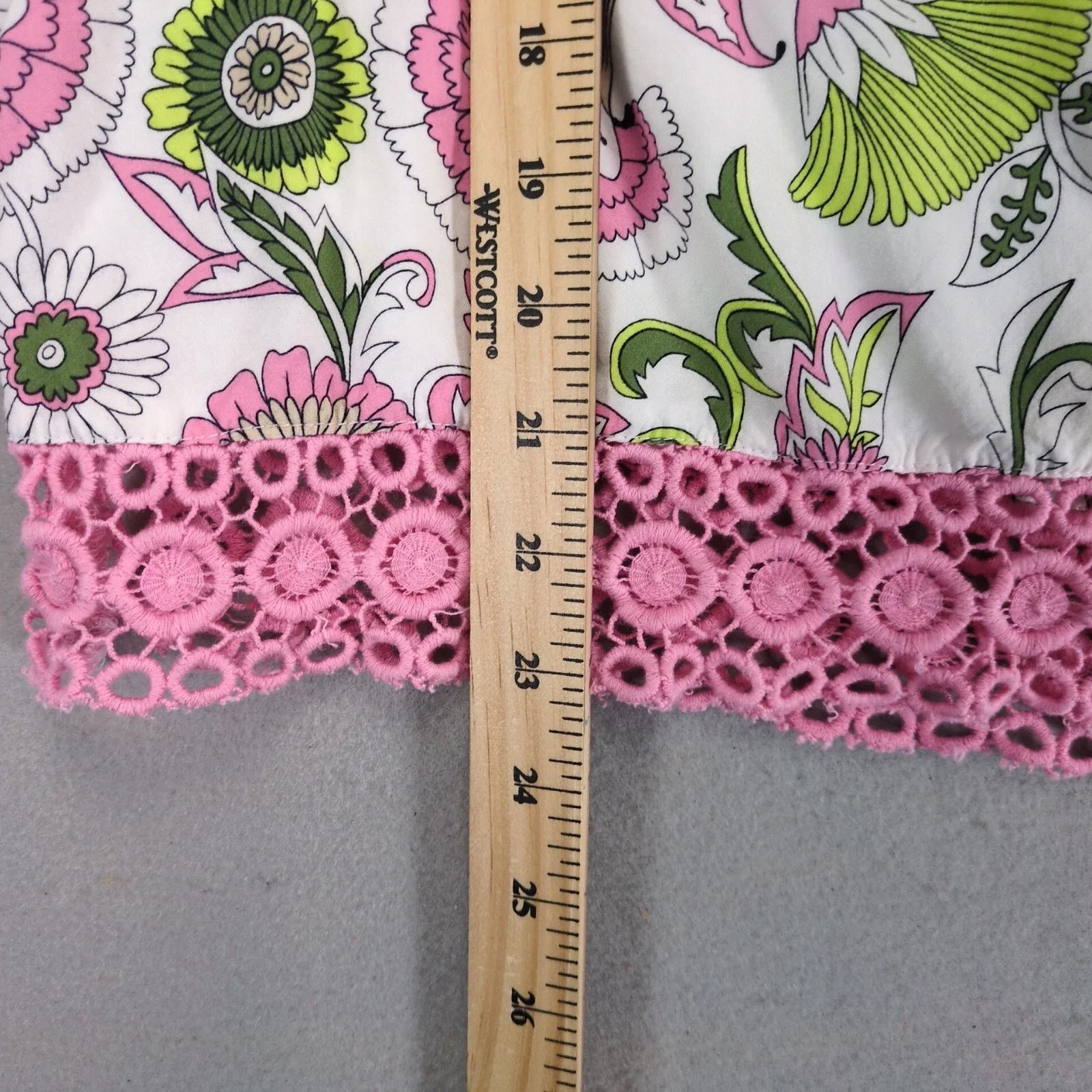 Other Crown & Ivy Pink Floral Print Crochet Bell Sleeve Blouse XL Size XL / US 12-14 / IT 48-50 - 8 Thumbnail