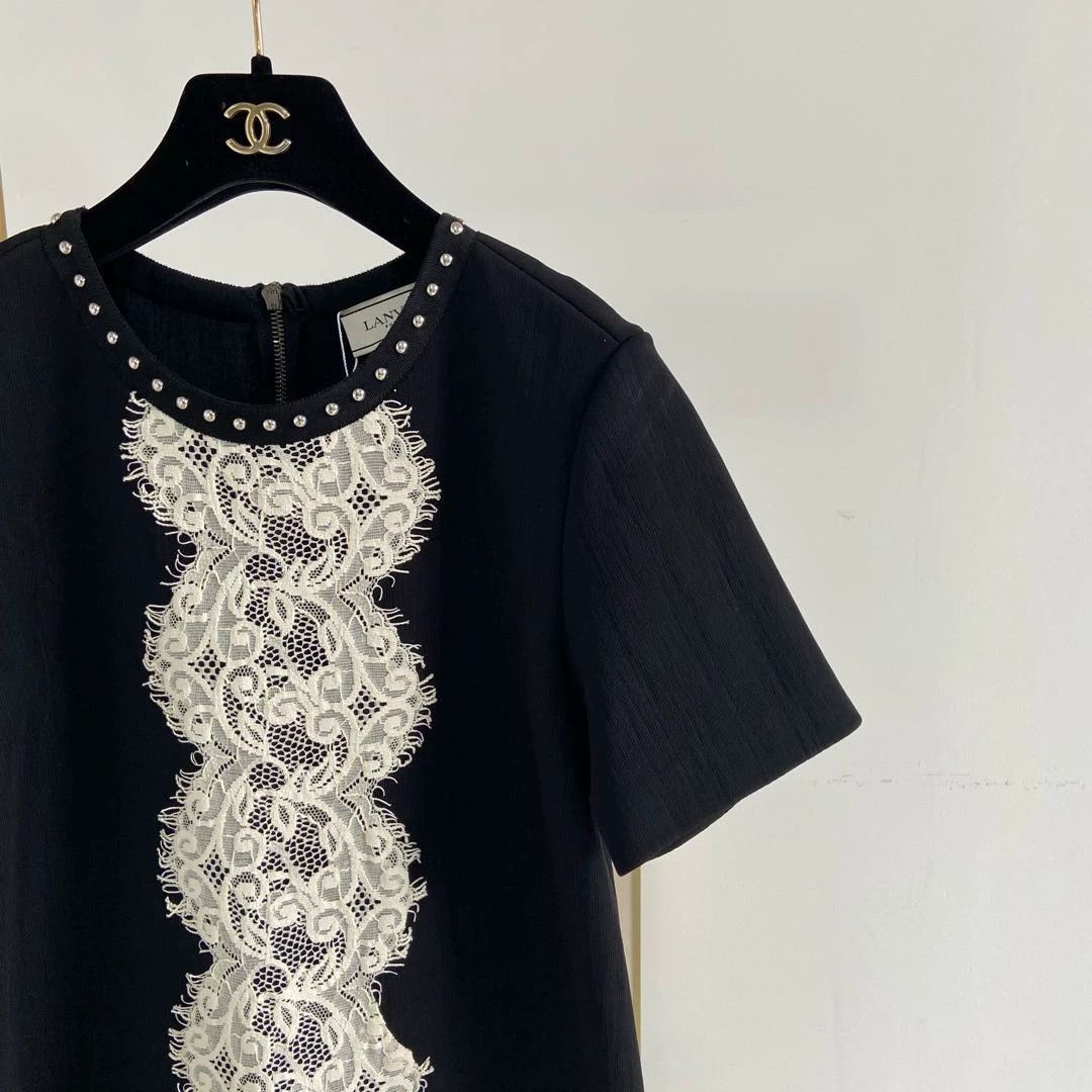Lanvin Lanvin women's black short-sleeve dress Size M / US 6-8 / IT 42-44 - 2 Thumbnail